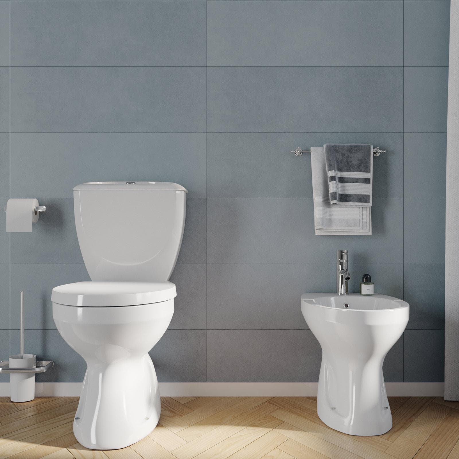 Sanitari monoblocco con scarico a parete e sedile bianco - Malay