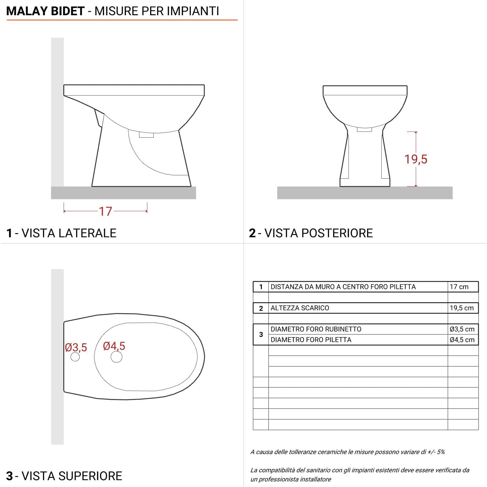 Sanitari monoblocco con scarico a terra e sedile bianco - Malay