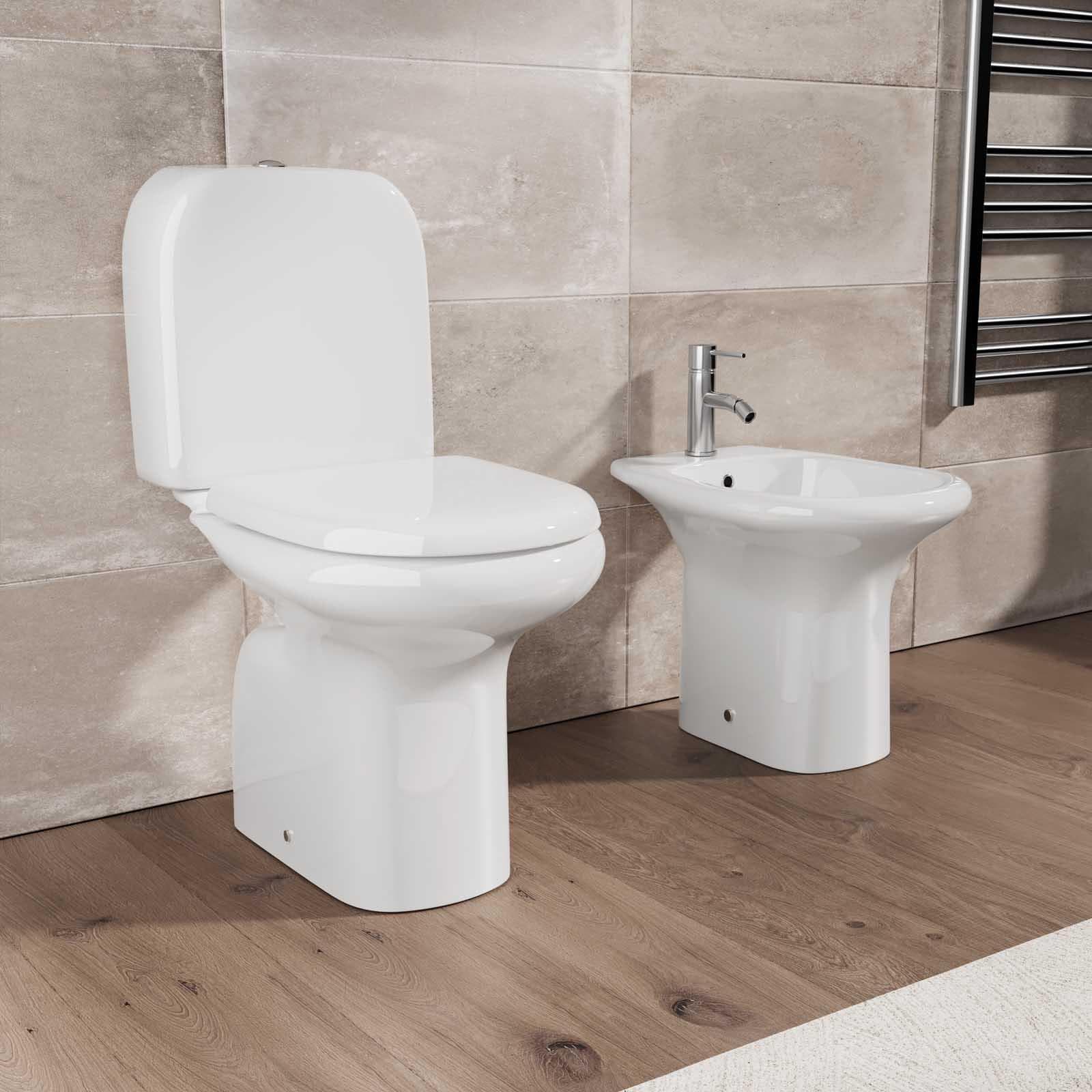 Sanitari monoblocco in ceramica vaso completo di cassetta e bidet - Shira