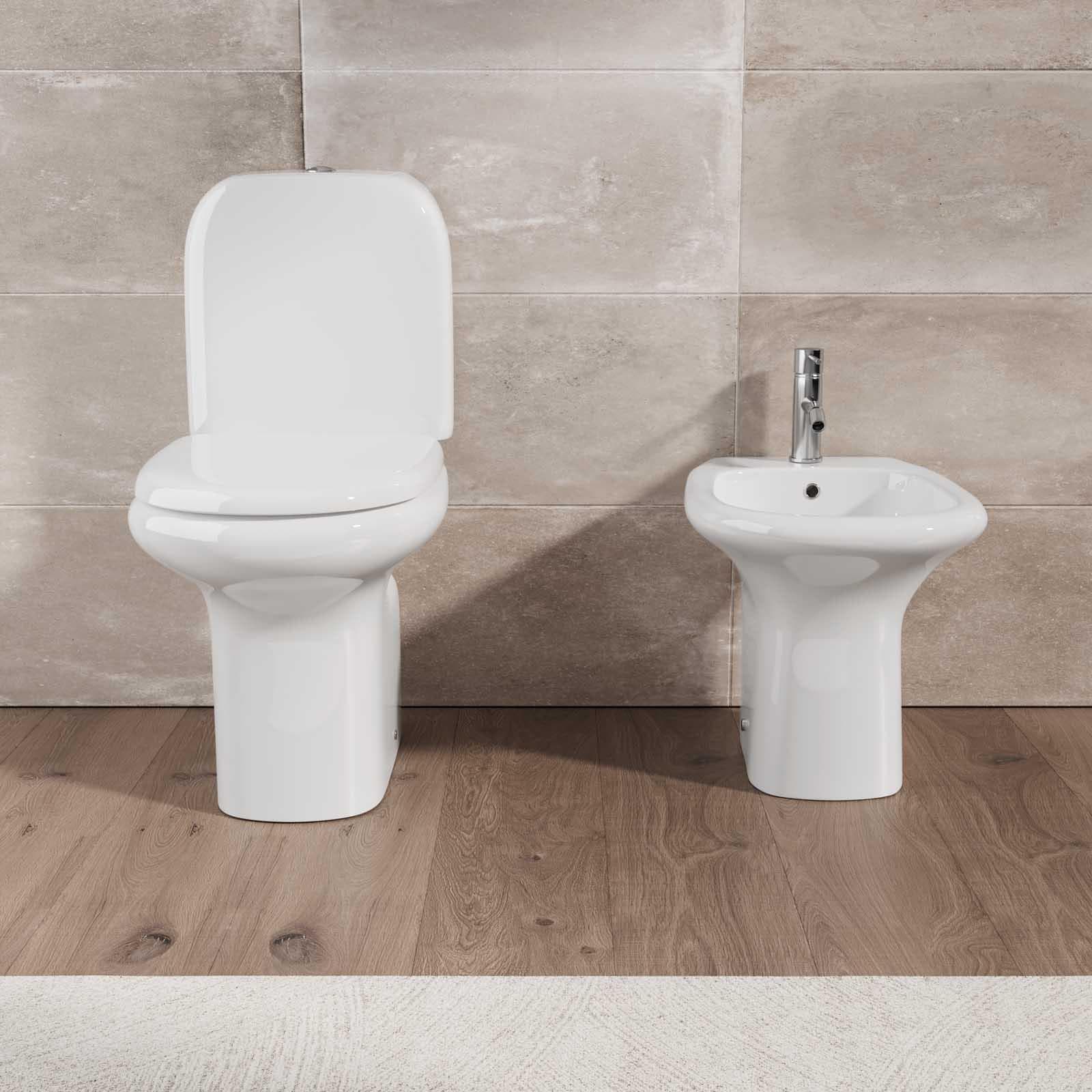 Sanitari monoblocco in ceramica vaso completo di cassetta e bidet - Shira
