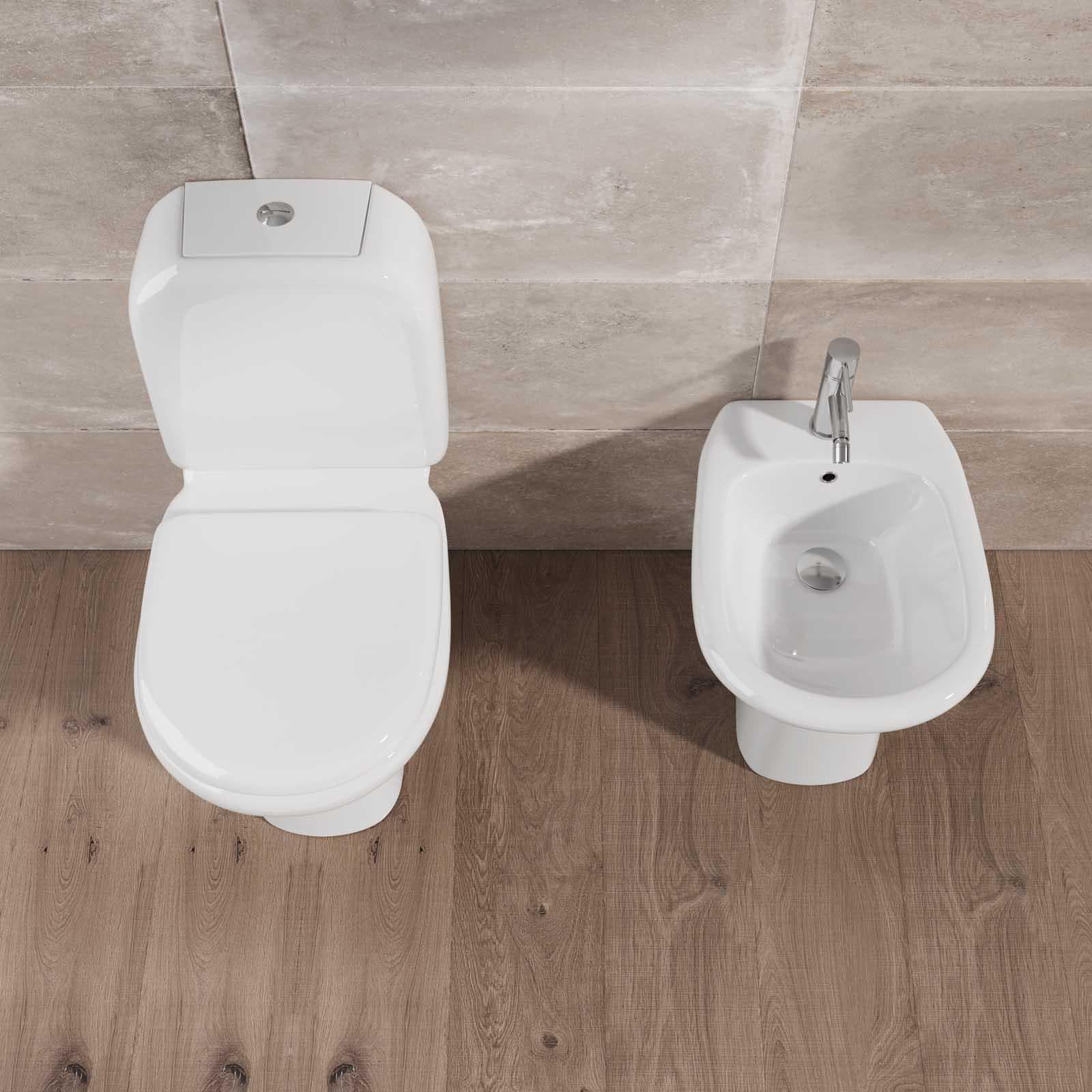Sanitari monoblocco in ceramica vaso completo di cassetta e bidet - Shira