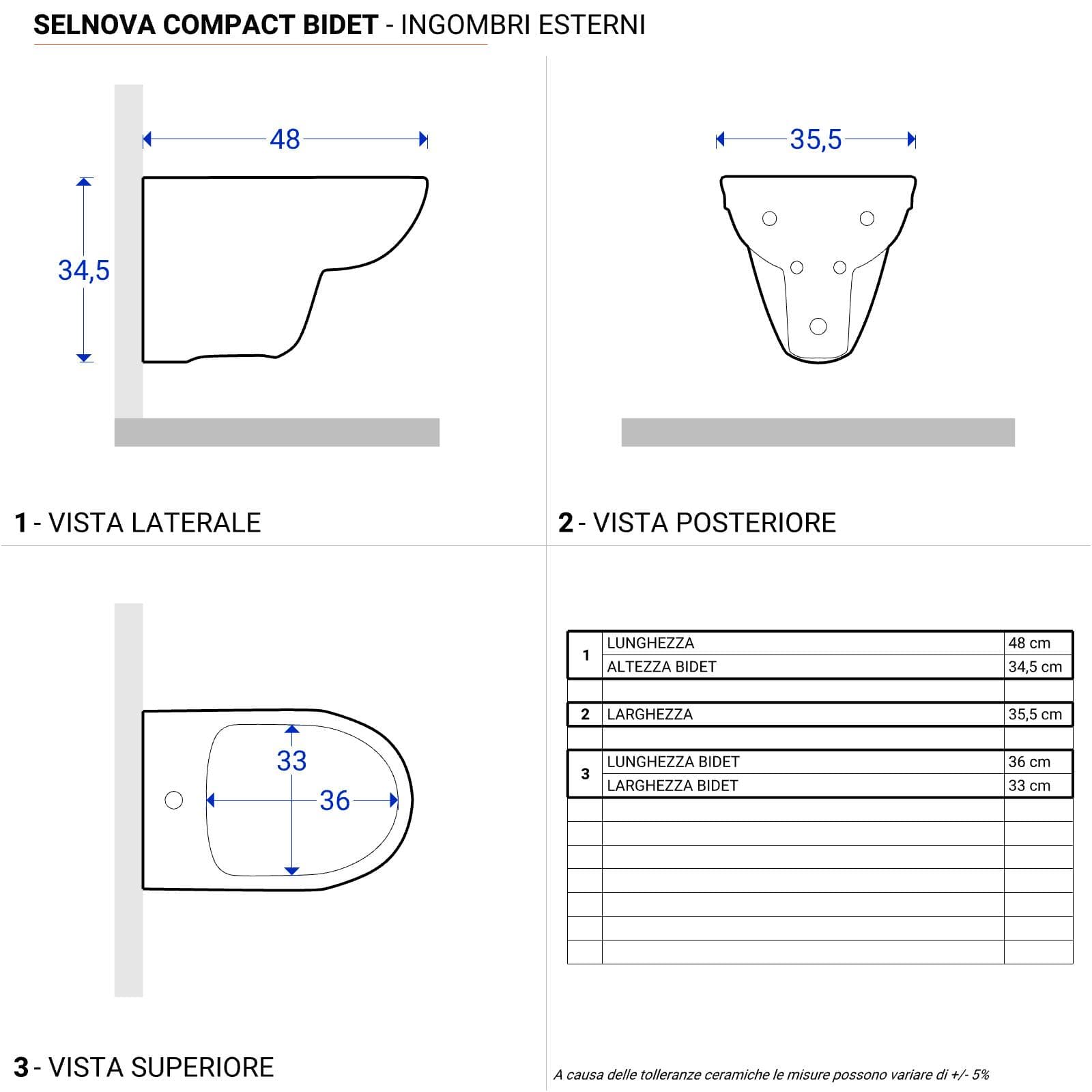 Sanitari sospesi a cacciata rimfree sedile cerniere inox Selnova Compact - Geberit