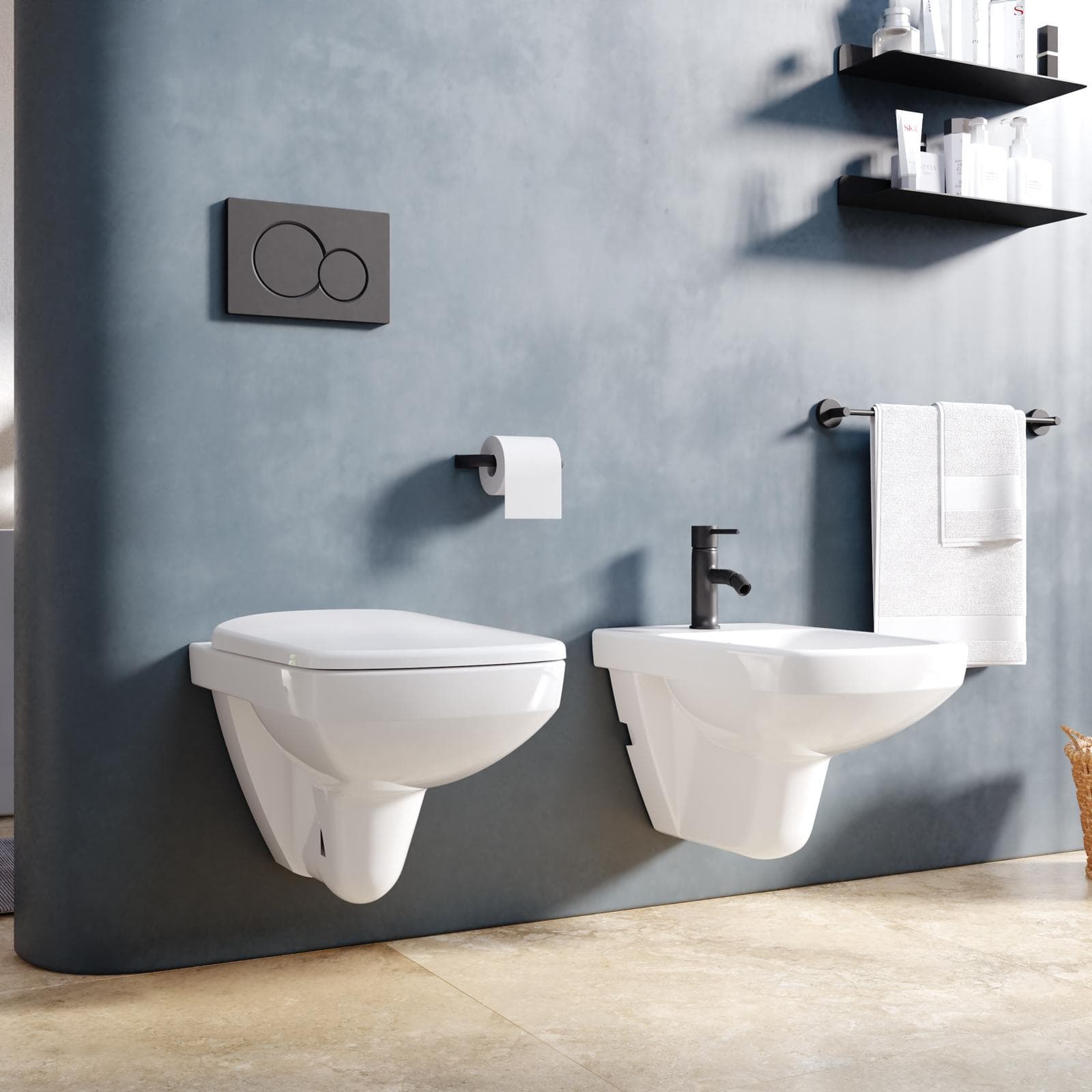 Sanitari sospesi a cacciata rimfree sedile Soft Close Selnova Square - Geberit
