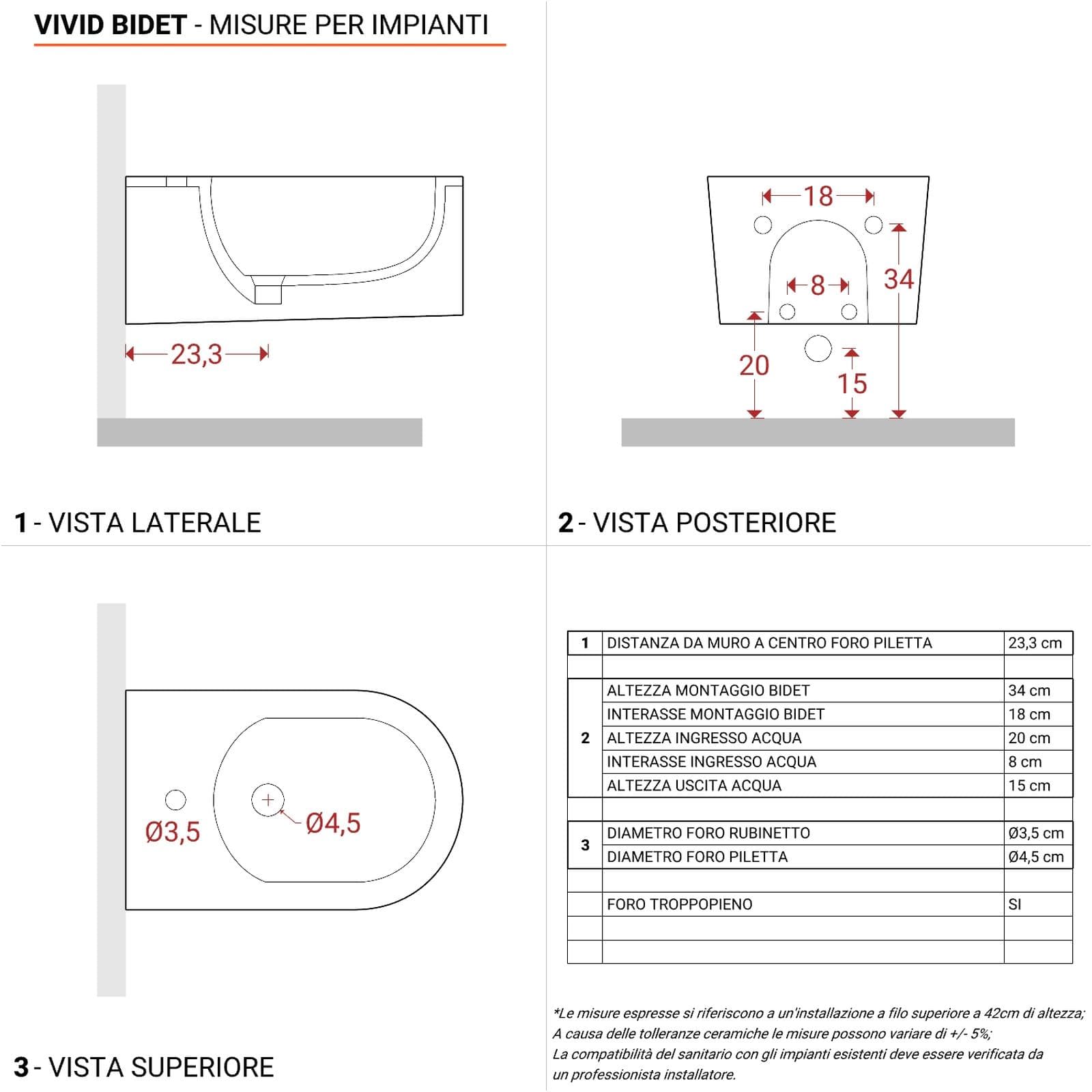 Sanitari sospesi ceramica lucida Vivid con sedile softclose chiusura rallentata