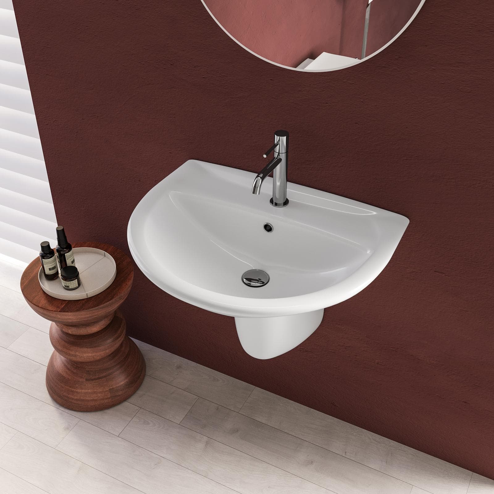 Sanitari sospesi con lavabo e semicolonna in ceramica - Perls
