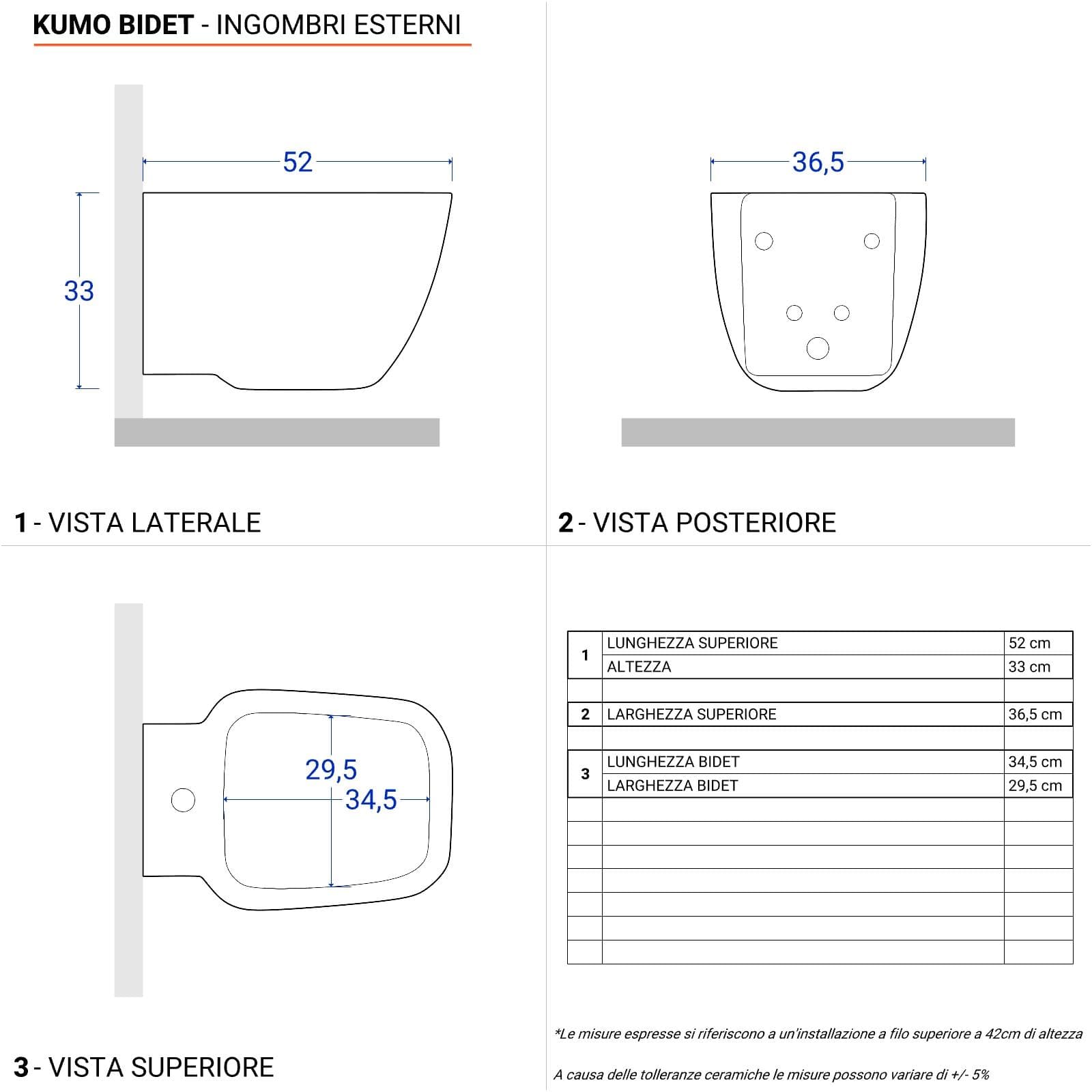 Sanitari sospesi design squadrato in ceramica con sedile copri wc con chiusura softclose - Kumo