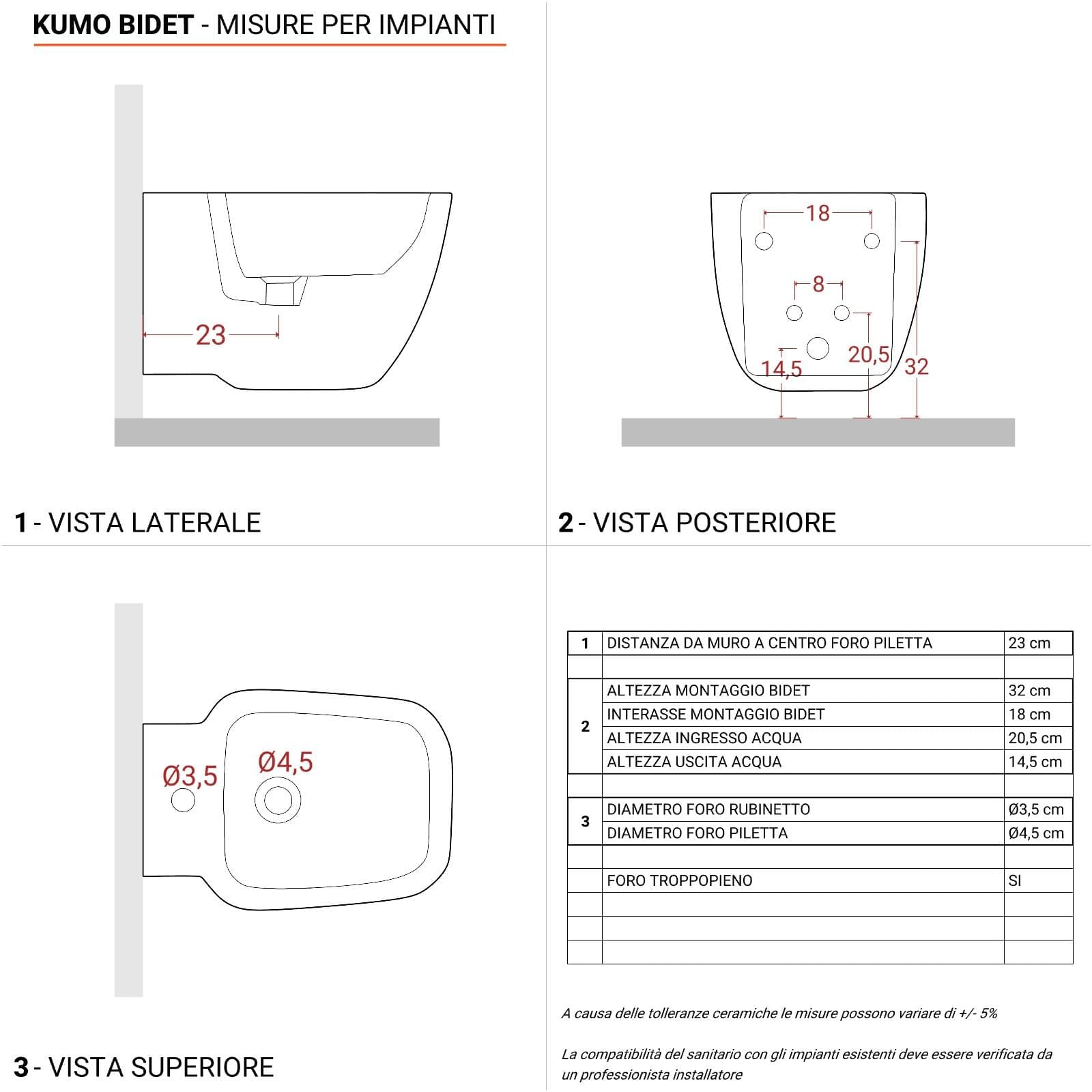 Sanitari sospesi design squadrato in ceramica con sedile copri wc con chiusura softclose - Kumo