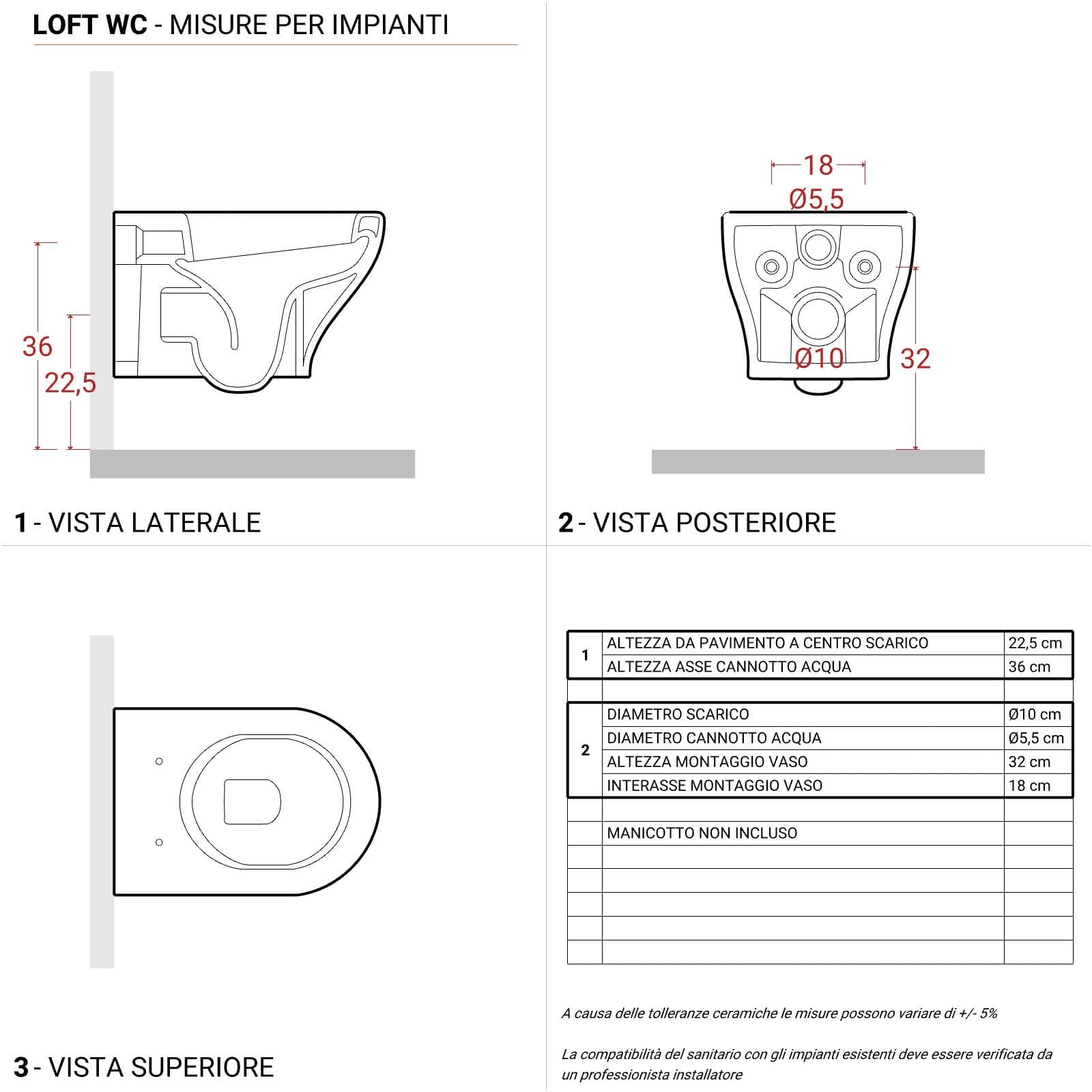 Sanitari sospesi in ceramica bianca con sedile copriwc slim