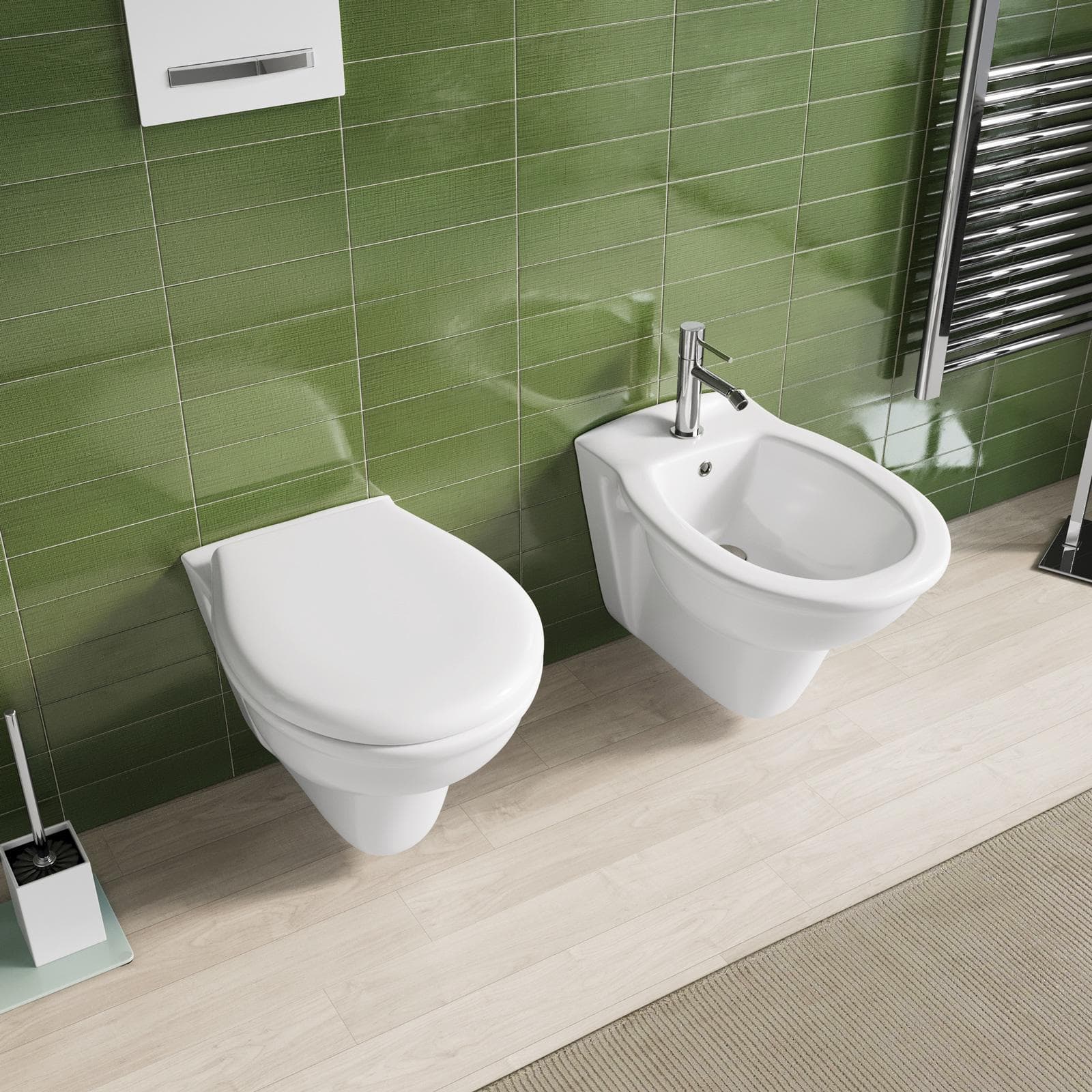 Sanitari sospesi in ceramica con sedile copri wc standard arredo moderno - Perls