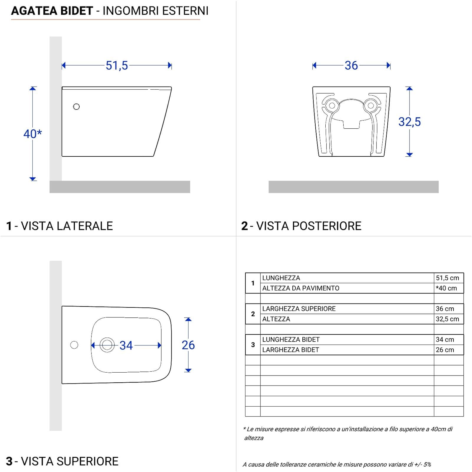 Sanitari sospesi in ceramica Rimless e sedile copri wc con chiusura softclose - Agatea