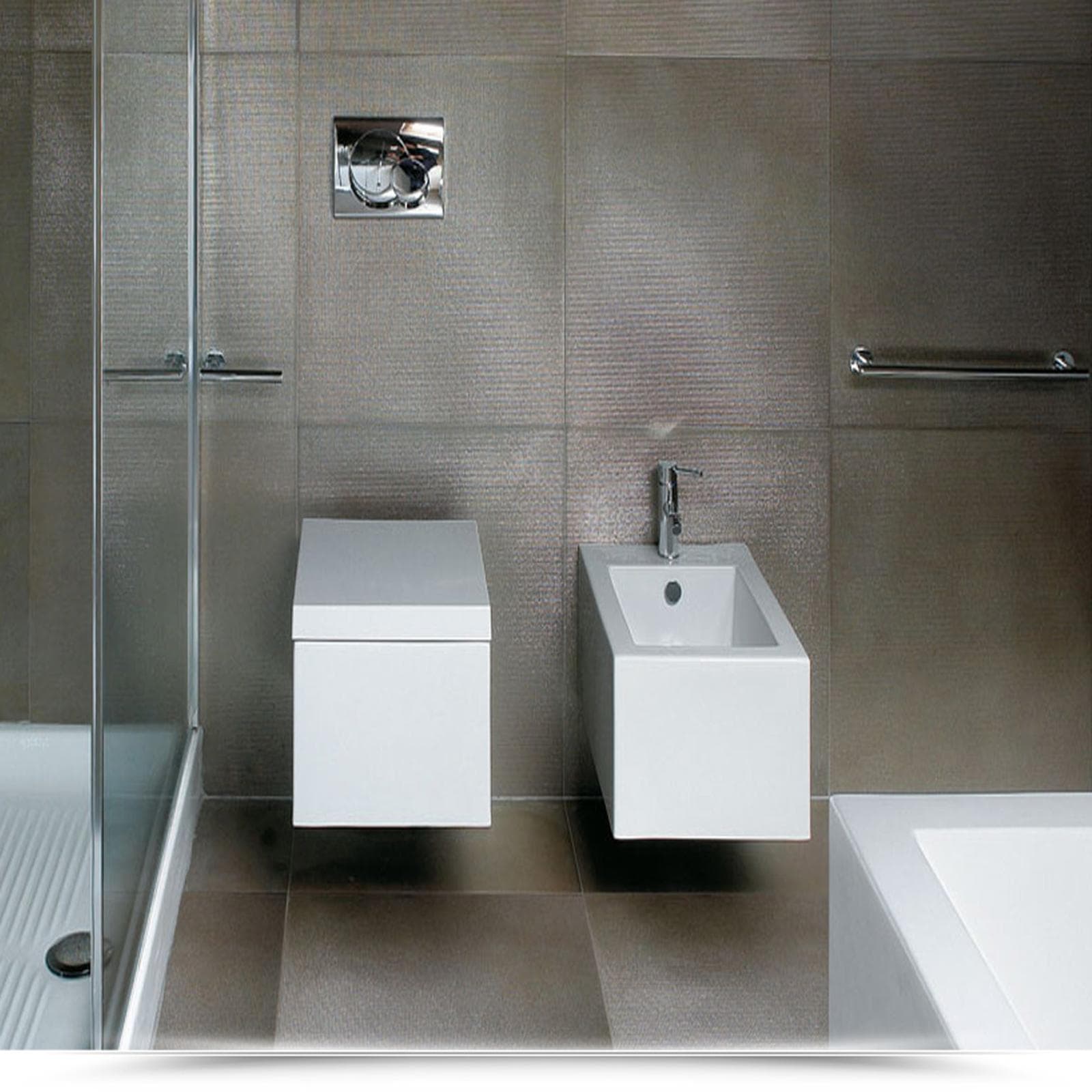 Sanitari sospesi in ceramica serie con sedile copri wc e kit fissaggio - Frozen di Simas