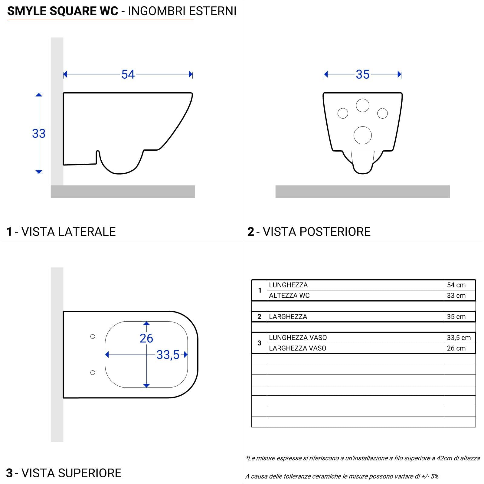 Sanitari sospesi rimfree sedile Soft Close Serie Smyle Square - Geberit