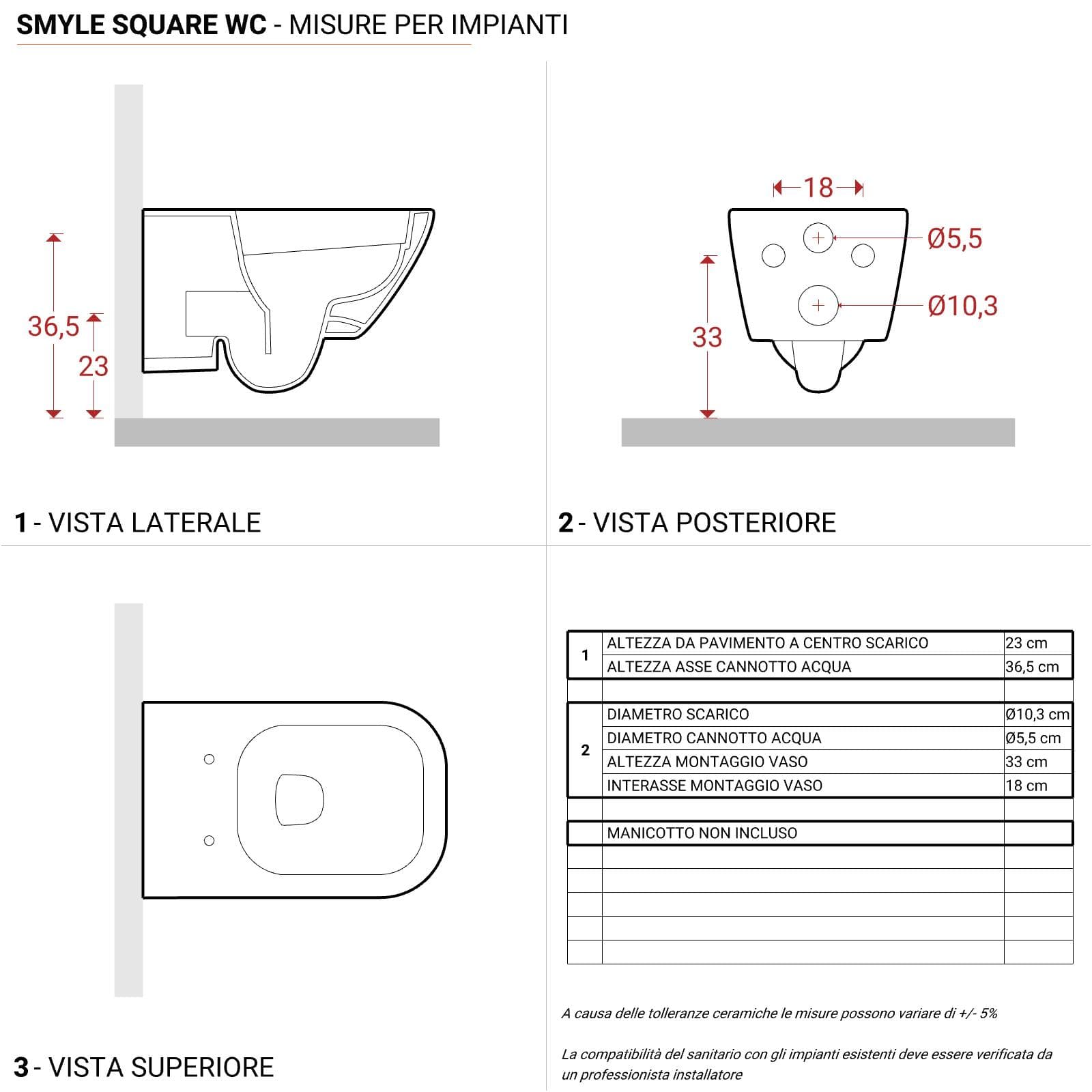 Sanitari sospesi rimfree sedile Soft Close Serie Smyle Square - Geberit