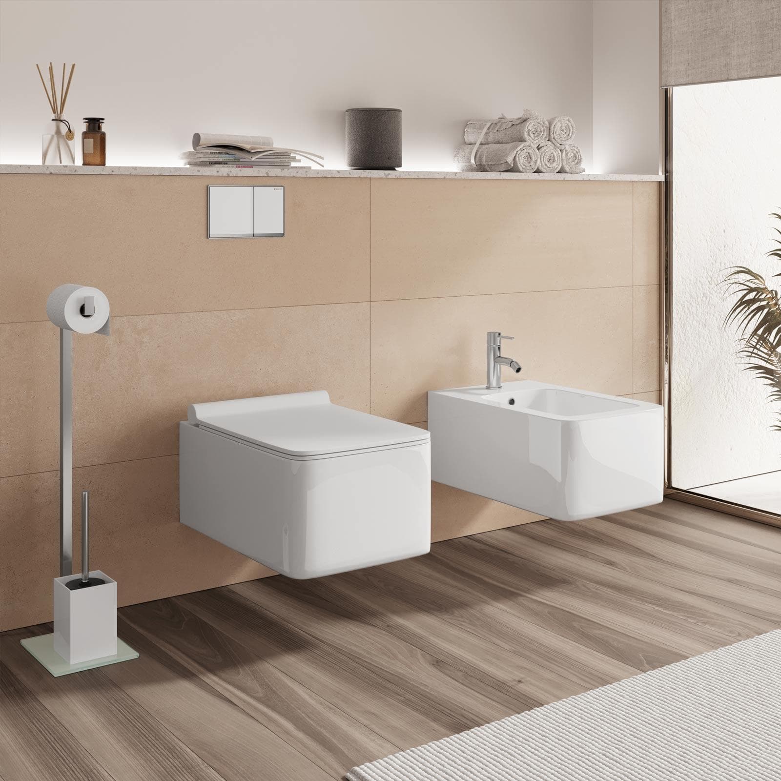 Sanitari sospesi rimless ceramica bianco lucido Brenta sedile soft-close