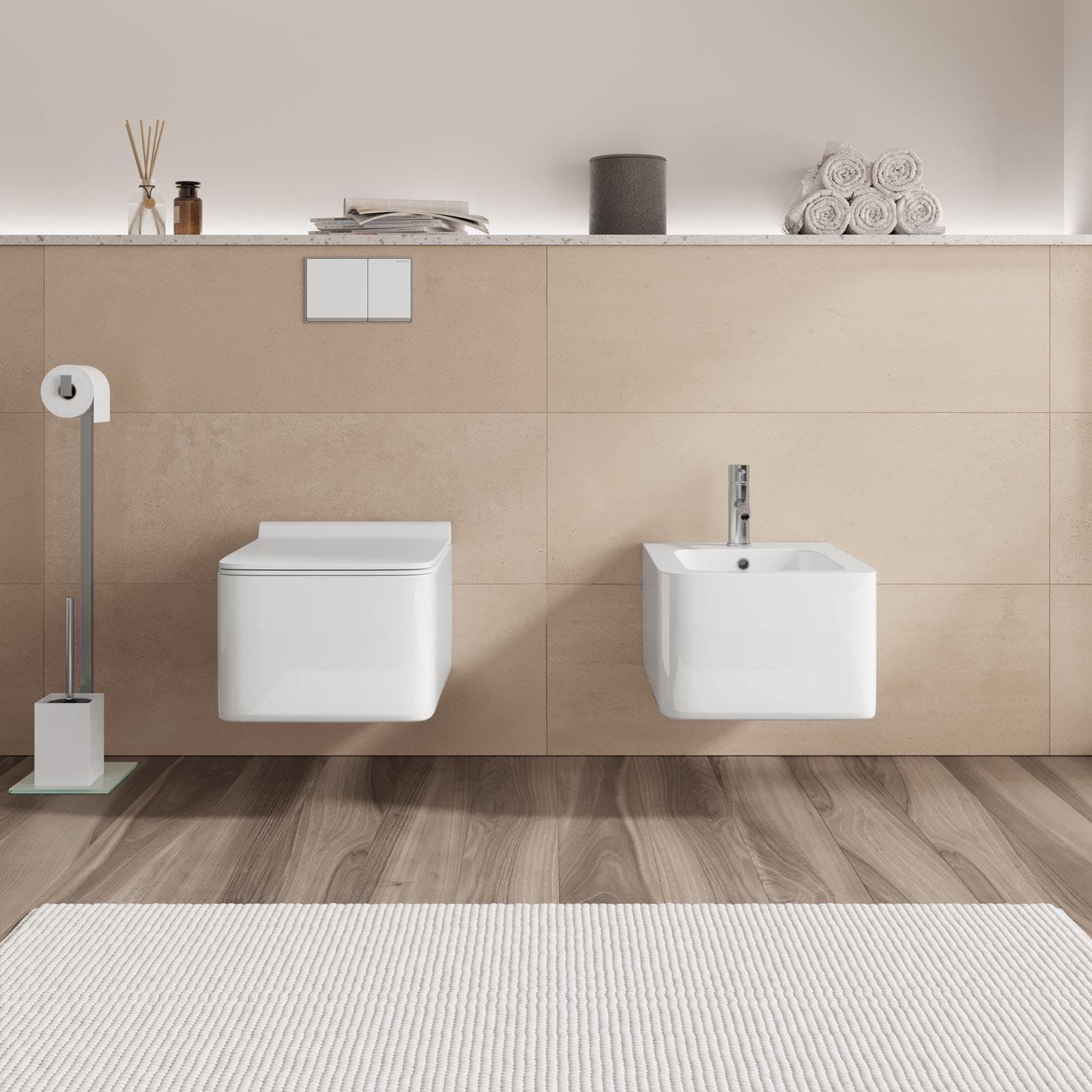 Sanitari sospesi rimless ceramica bianco lucido Brenta sedile soft-close