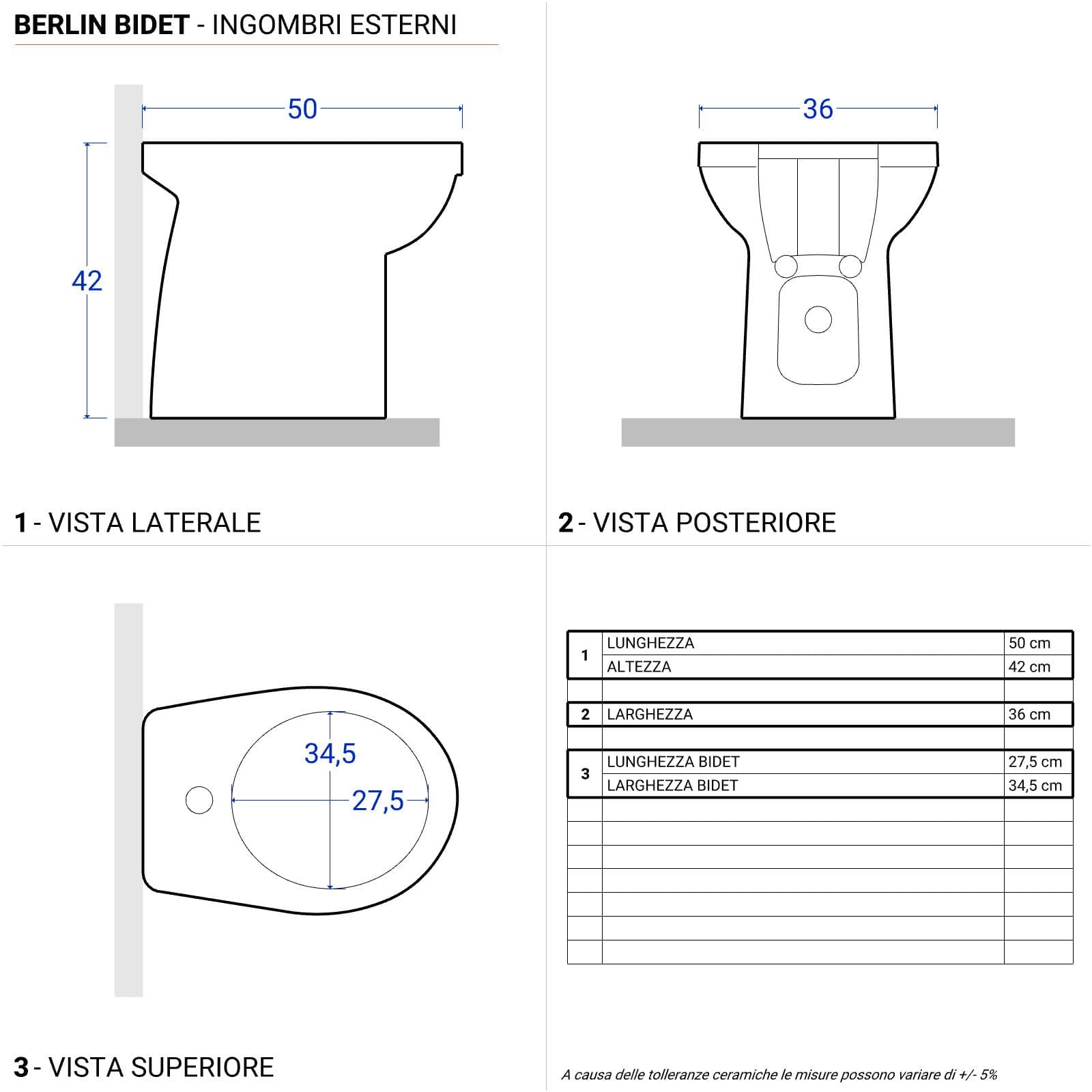 Sanitari tradizionali in ceramica bianca con copriwc e scarico a terra - Perth