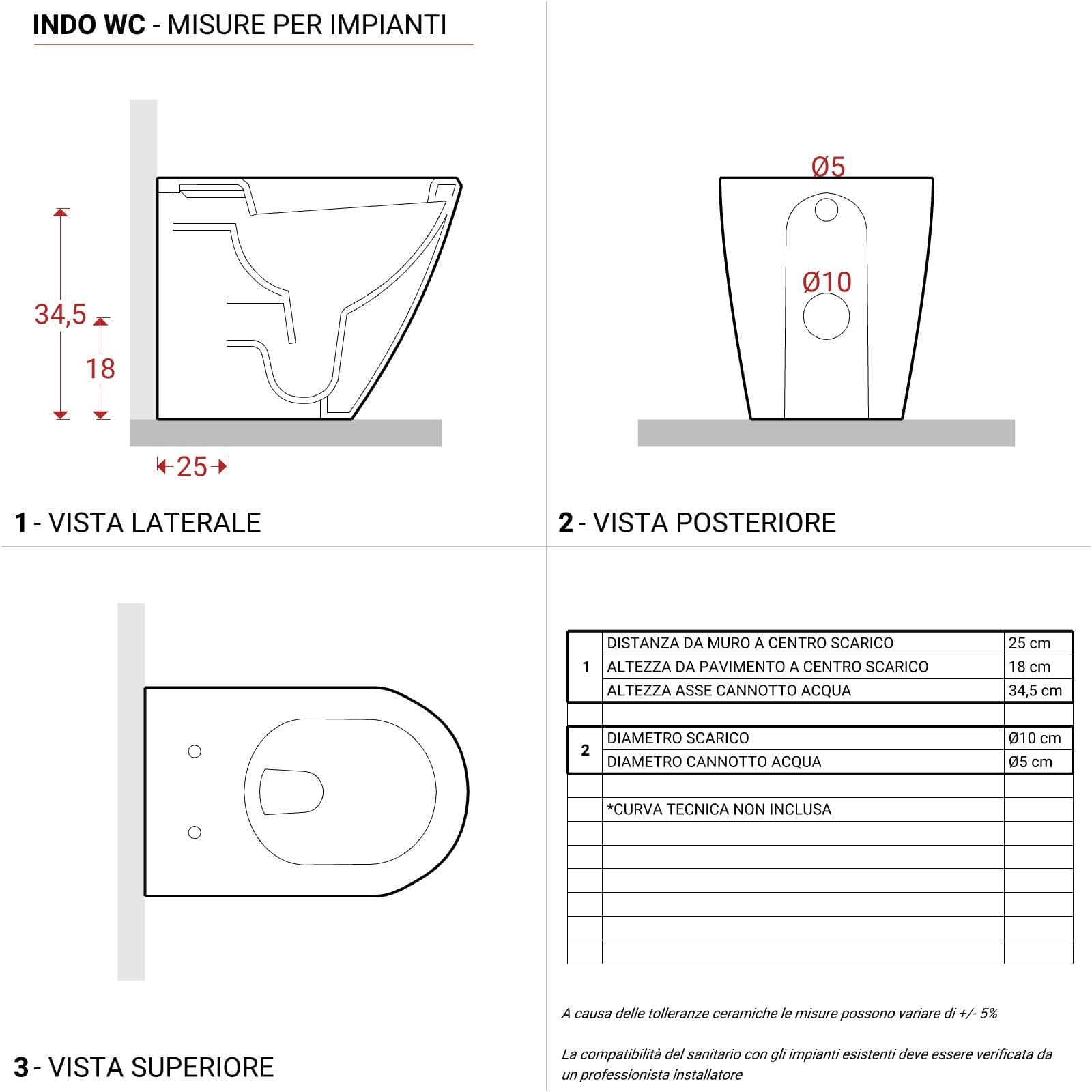 Sanitari traslati filomuro ceramica vaso con bidet e sedile SoftClose bianco opaco - Volga Plus