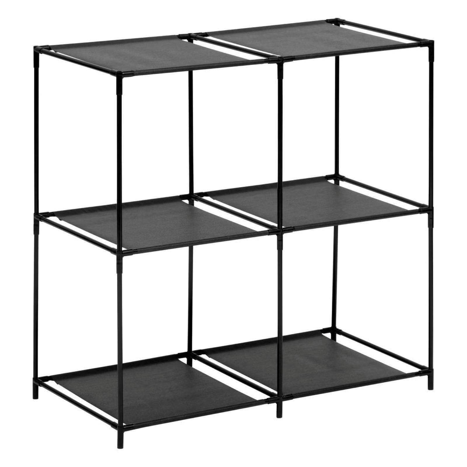 Scaffale 68x67h cm in acciaio nero con 4 cassetti in tessuto