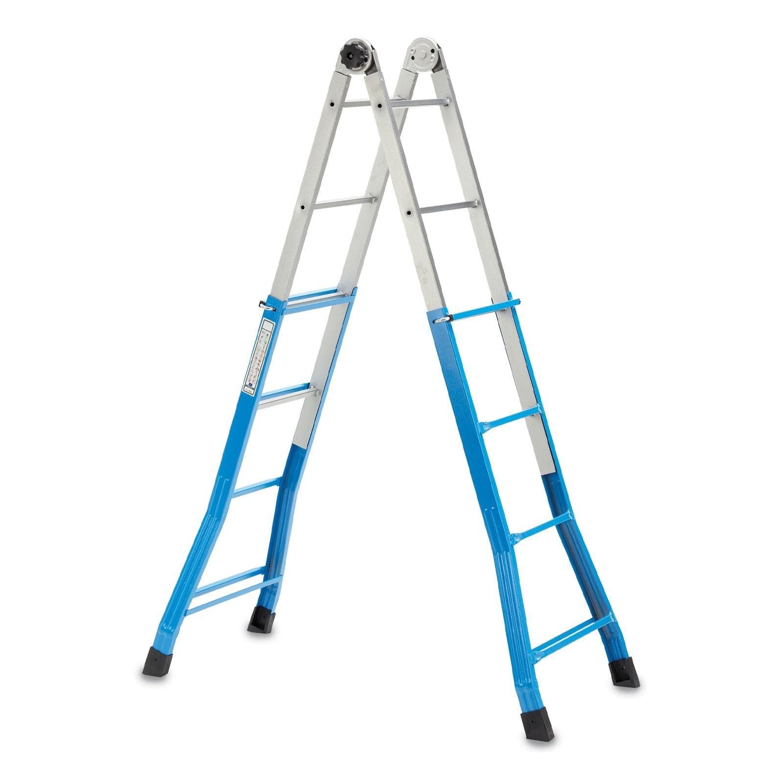 Scala in acciaio 4+4 gradini struttura telescopica altezza massima 370h cm
