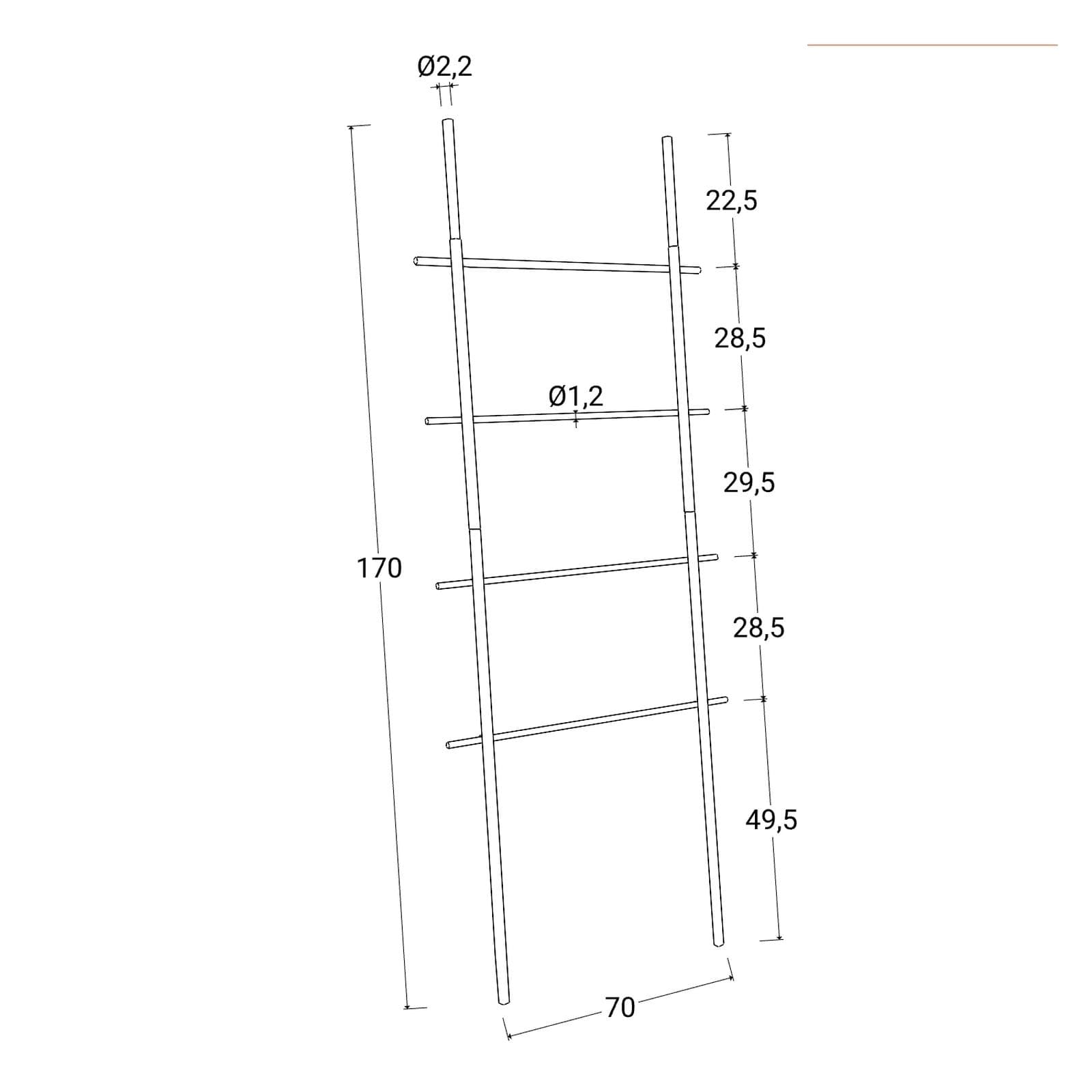 Scala porta salviette da parete 170 h cm in metallo bianco e legno di pino - Pluma