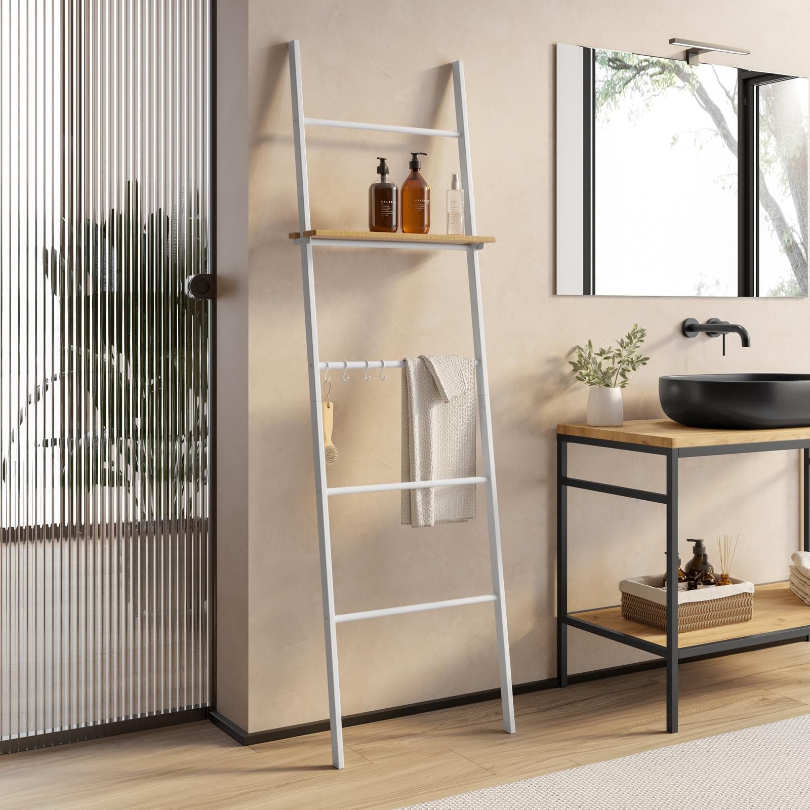Scala porta salviette in bambù 170 h cm bianco - Bernie