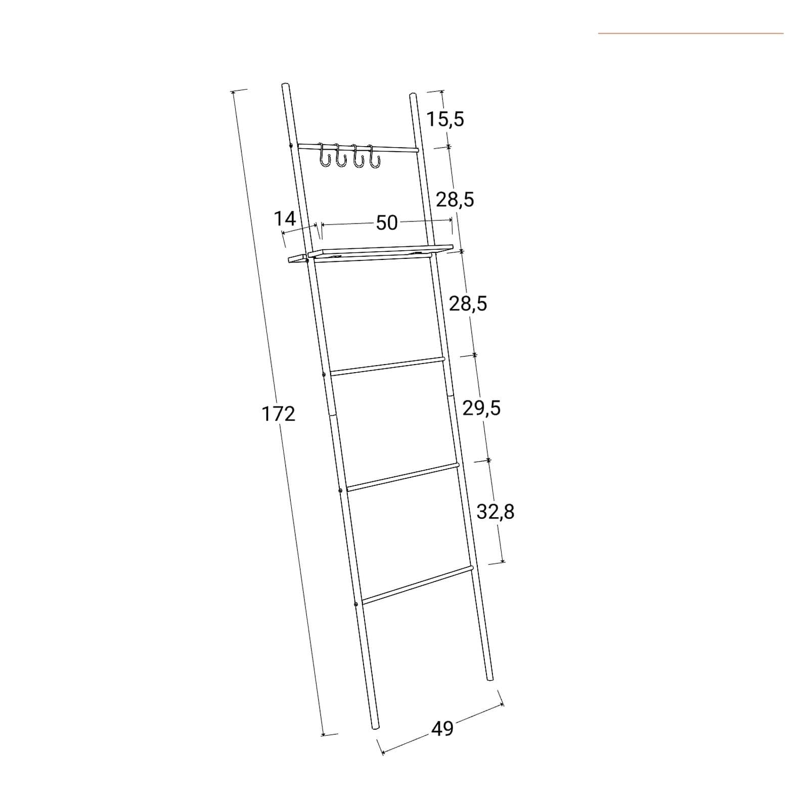Scala porta salviette in bambù 170 h cm bianco - Bernie