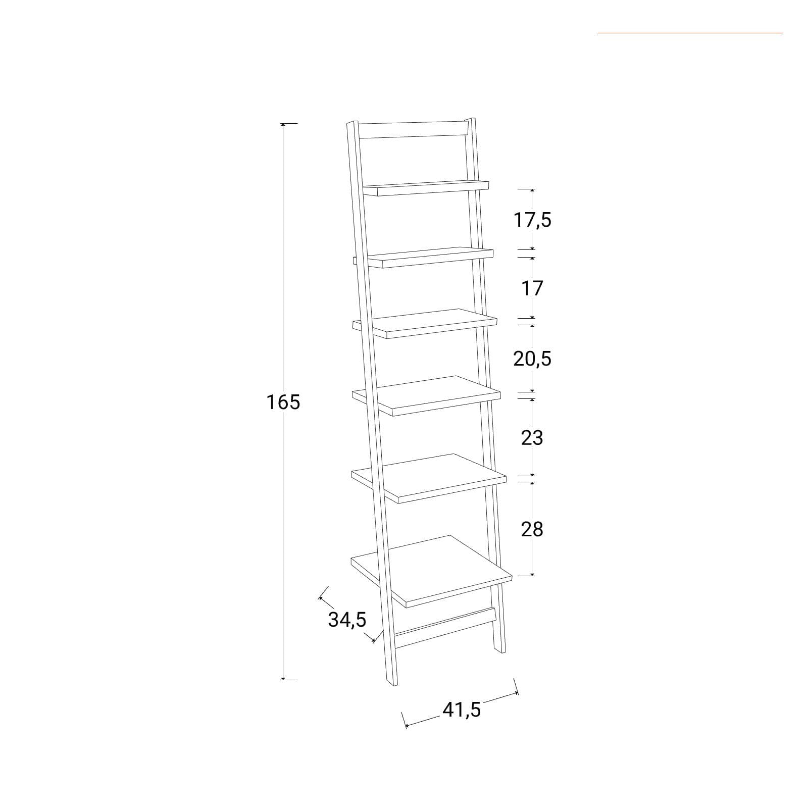 Scala portaoggetti 165h cm in legno a 6 ripiani