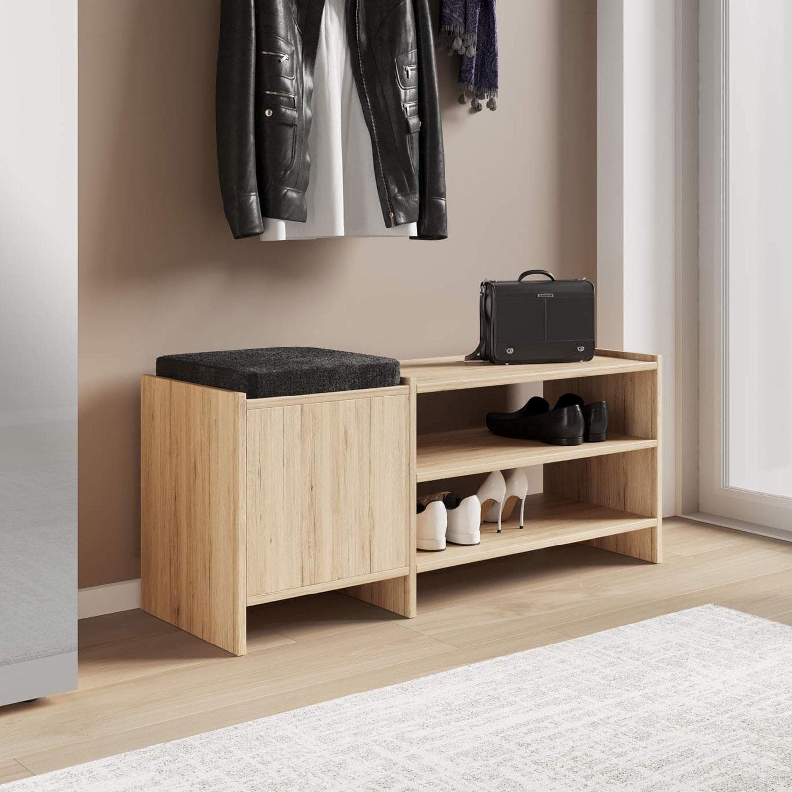 Scarpiera 100x35 cm in legno rovere - Kantiko