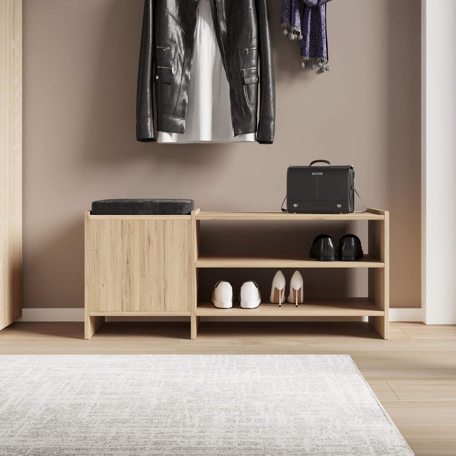 Scarpiera 100x35 cm in legno rovere - Kantiko
