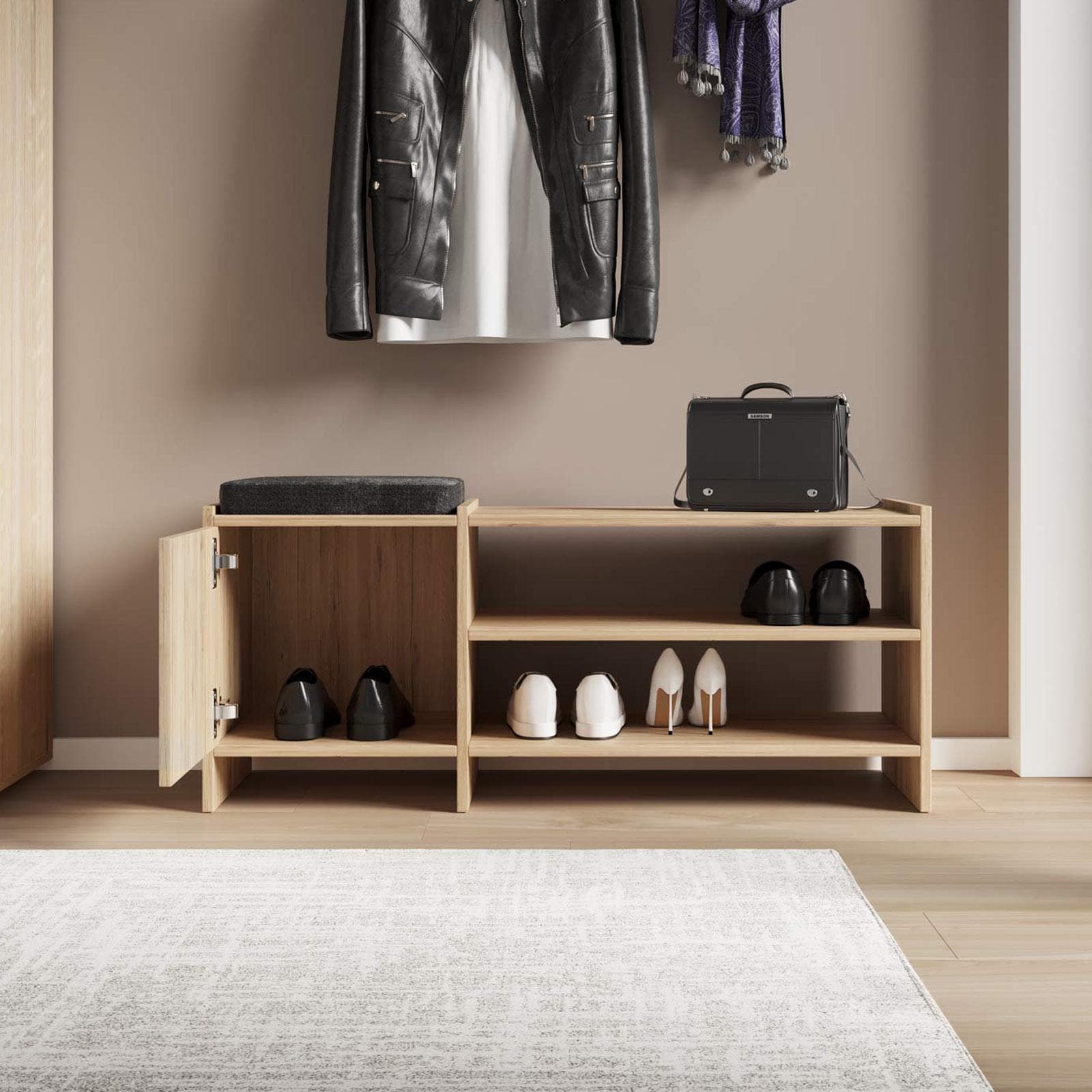 Scarpiera 100x35 cm in legno rovere - Kantiko