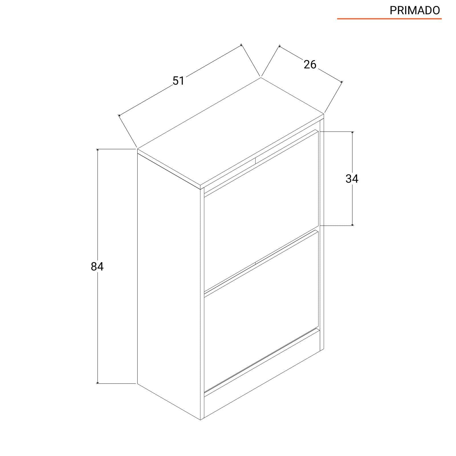 Scarpiera 51x84h cm in legno color rovere con 2 ante a ribalta - Primado
