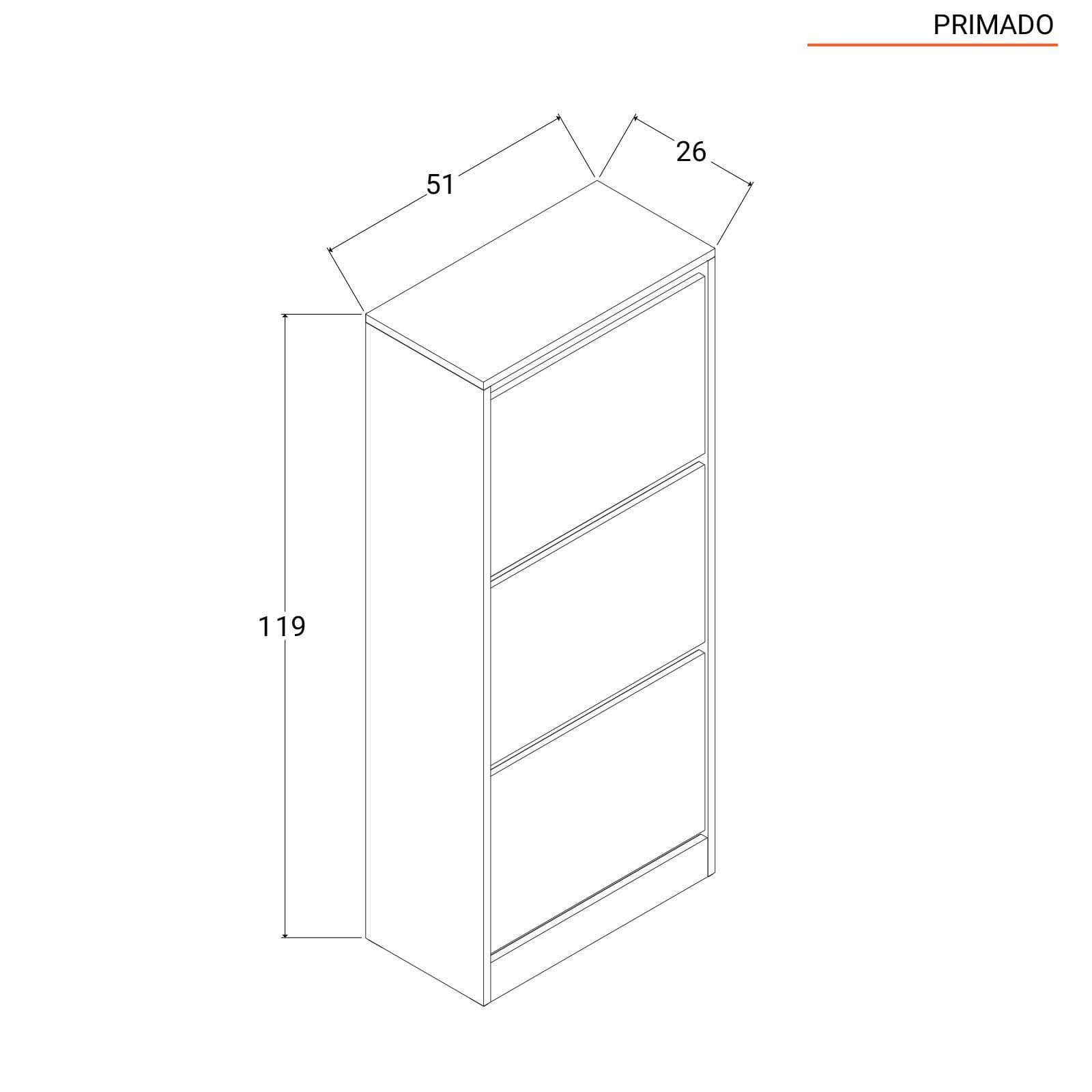 Scarpiera 51x119h cm in legno bianca 3 ante a ribalta - Primado