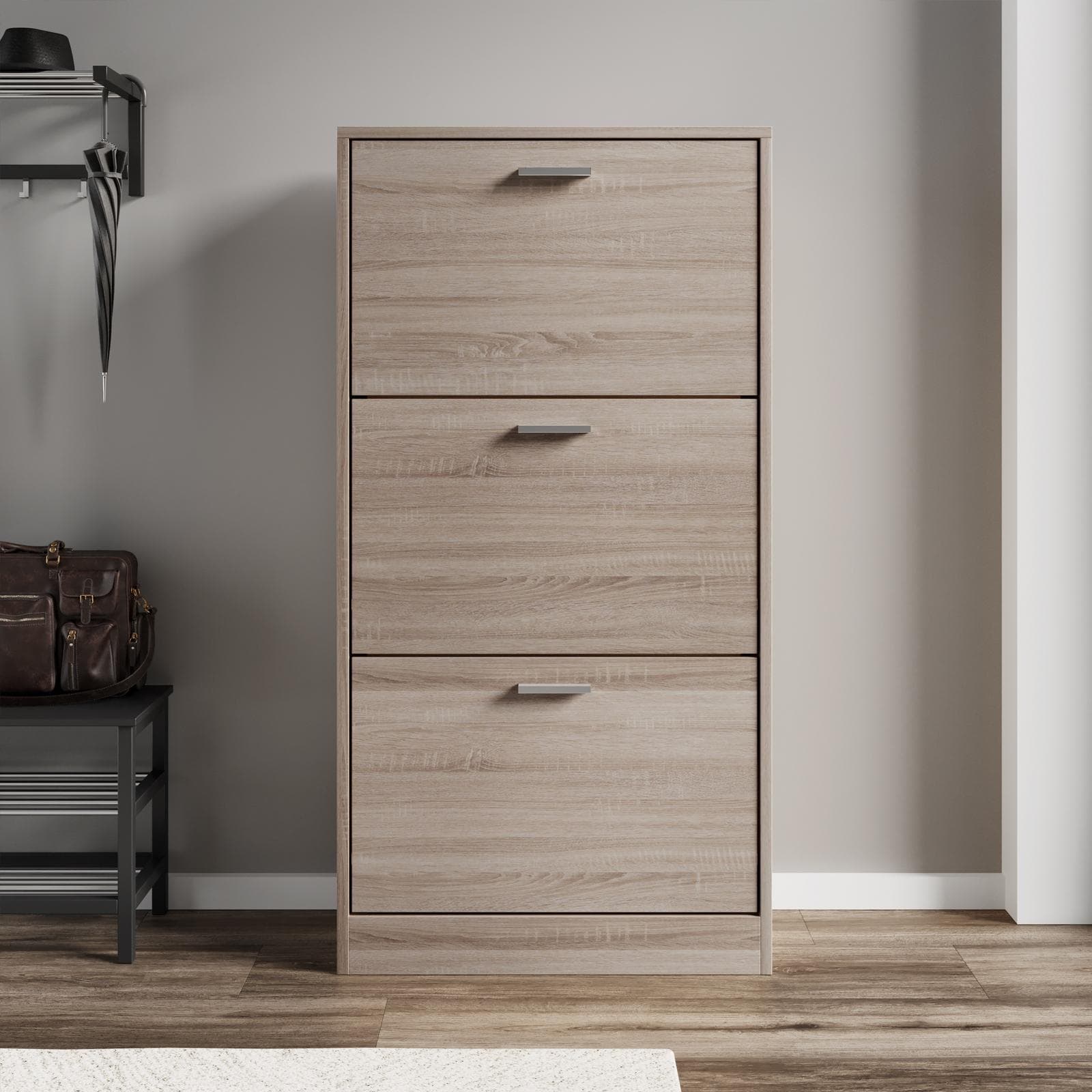 Scarpiera 60x117h cm rovere con 3 ante a ribalta - Sonic