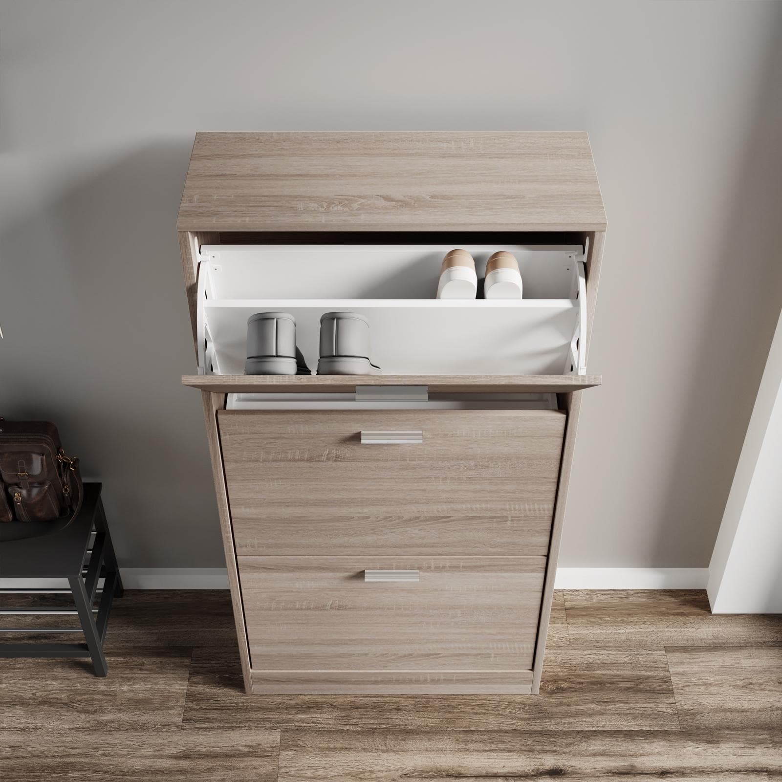 Scarpiera 60x117h cm rovere con 3 ante a ribalta - Sonic