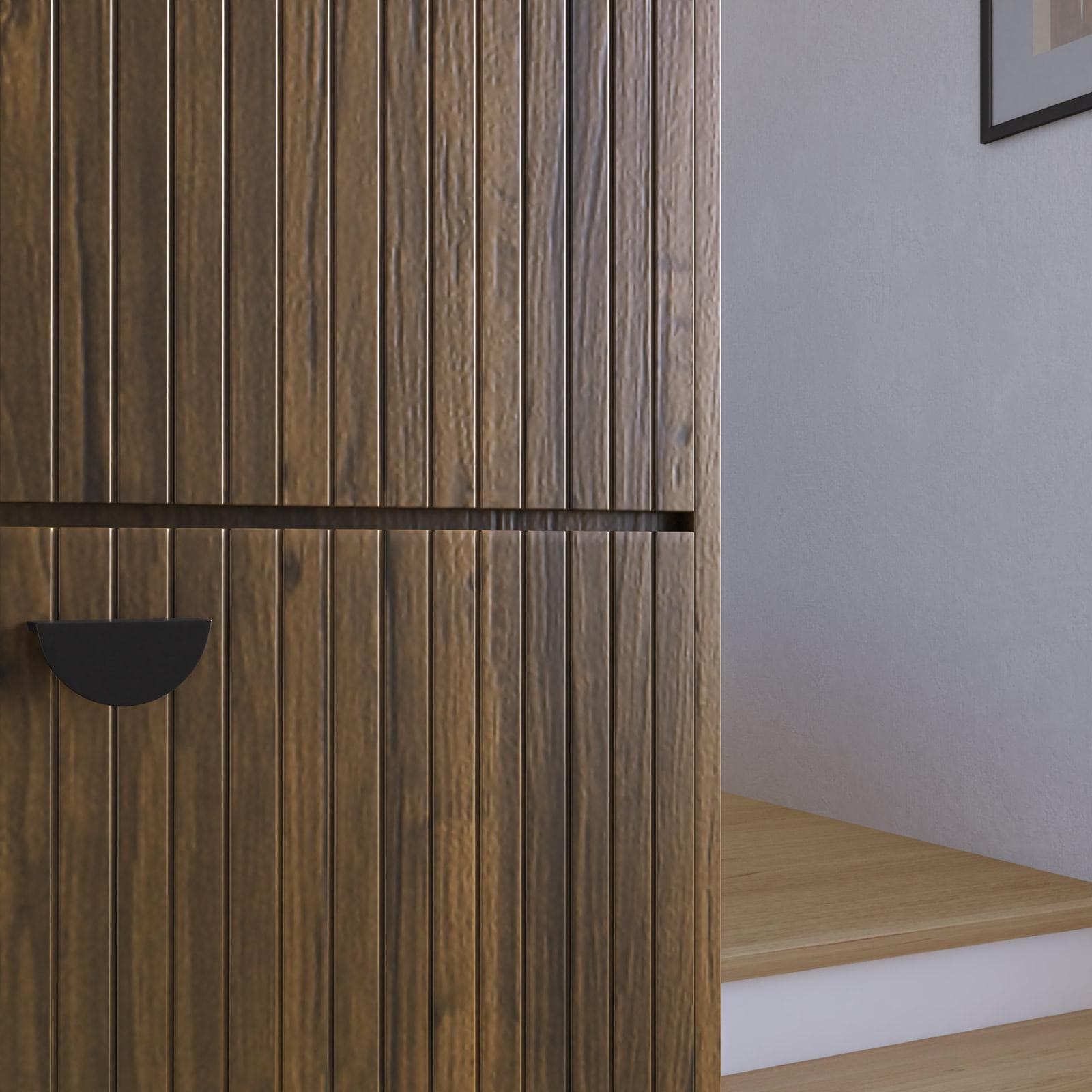 Scarpiera 60x157h cm con 4 ante a ribalta noce cannettato - Ozma