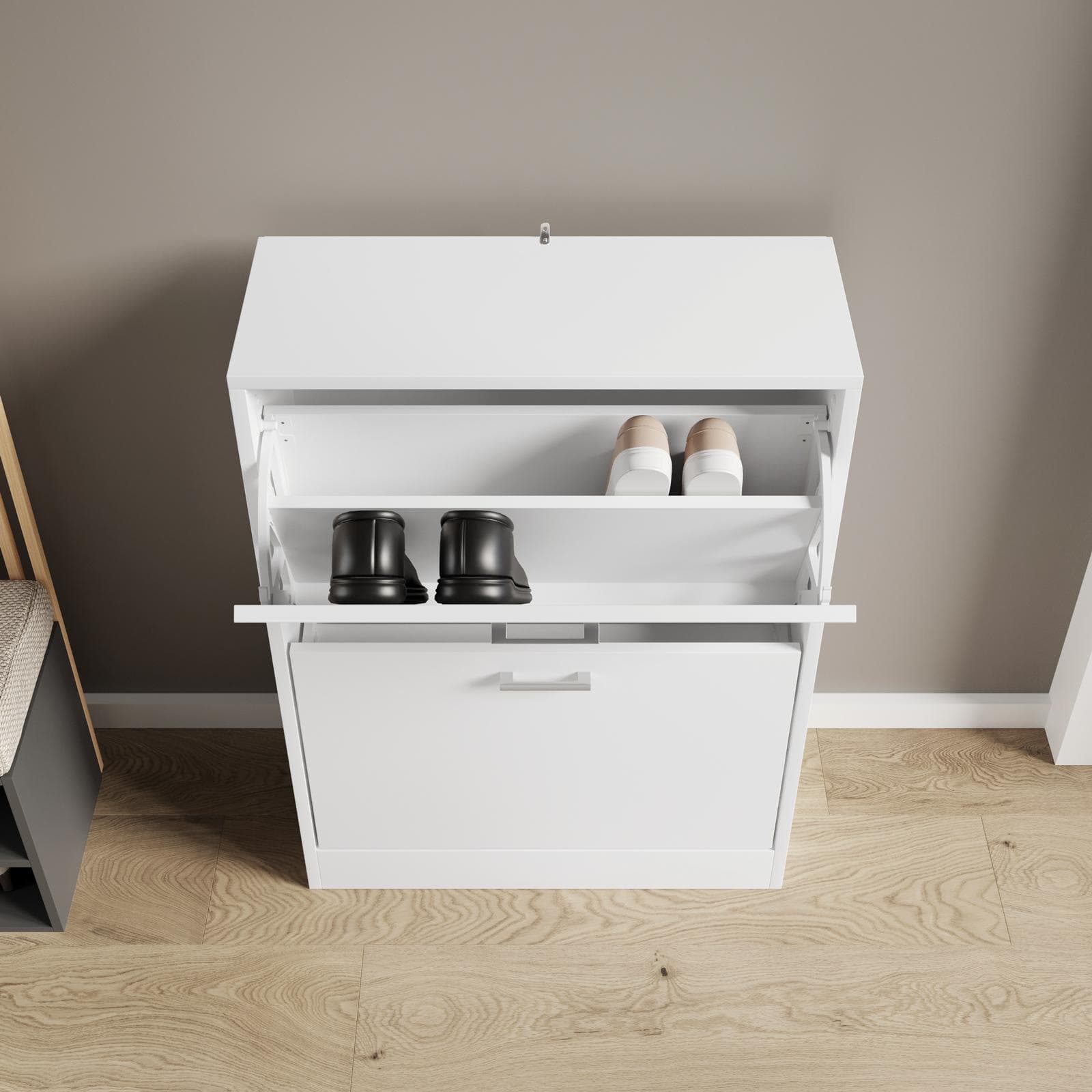 Scarpiera 60x82h cm bianco con 2 ante a ribalta - Sonic