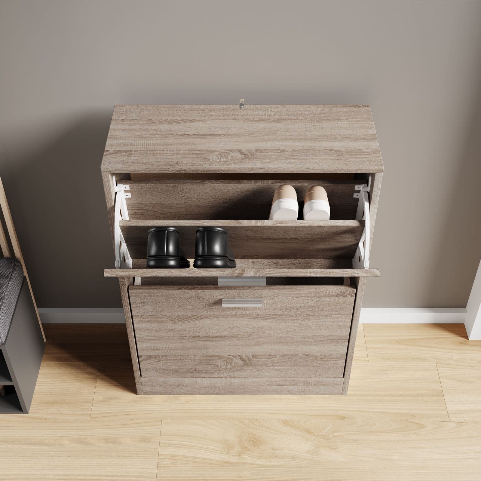 Scarpiera 60x82h cm rovere con 2 ante a ribalta - Sonic