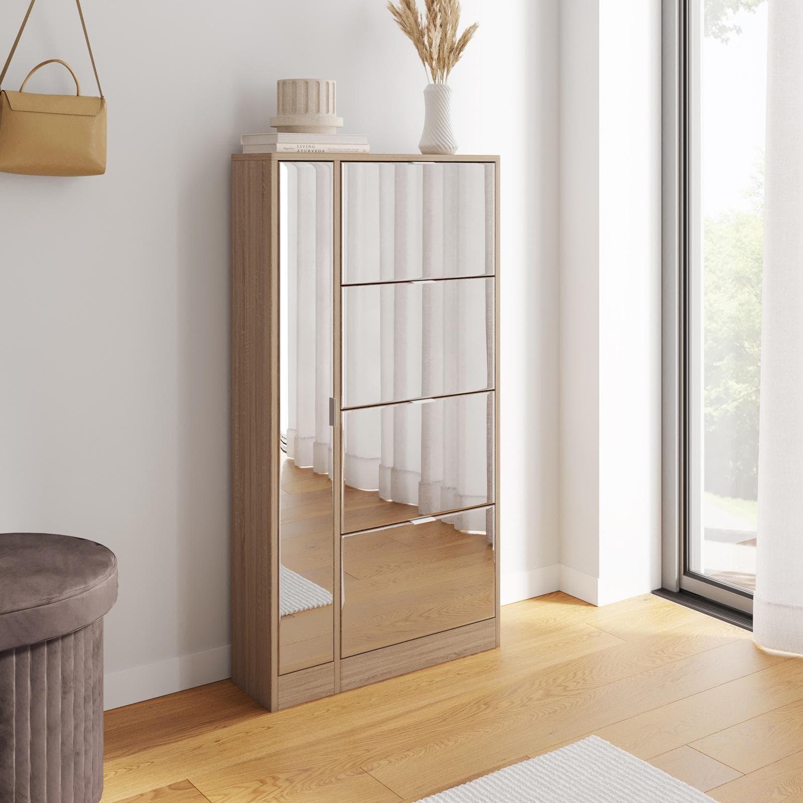 BRAIS SCARPIERA L 80 X H 151 X P 24 CM C/ SPECCHIO ROVERE