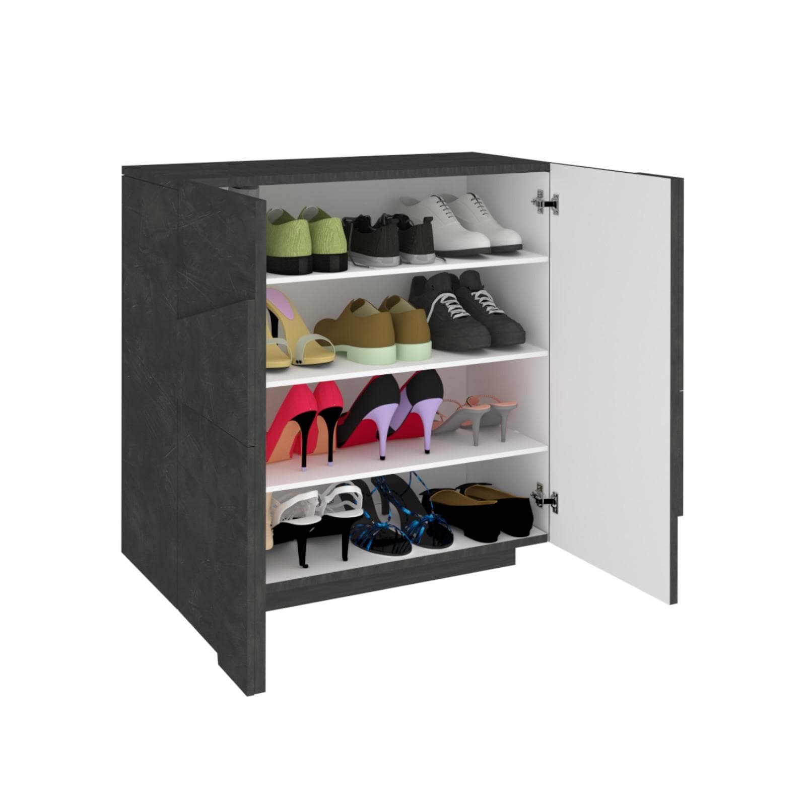 Scarpiera 81x86h cm con 2 ante in legno color ardesia - Sharps