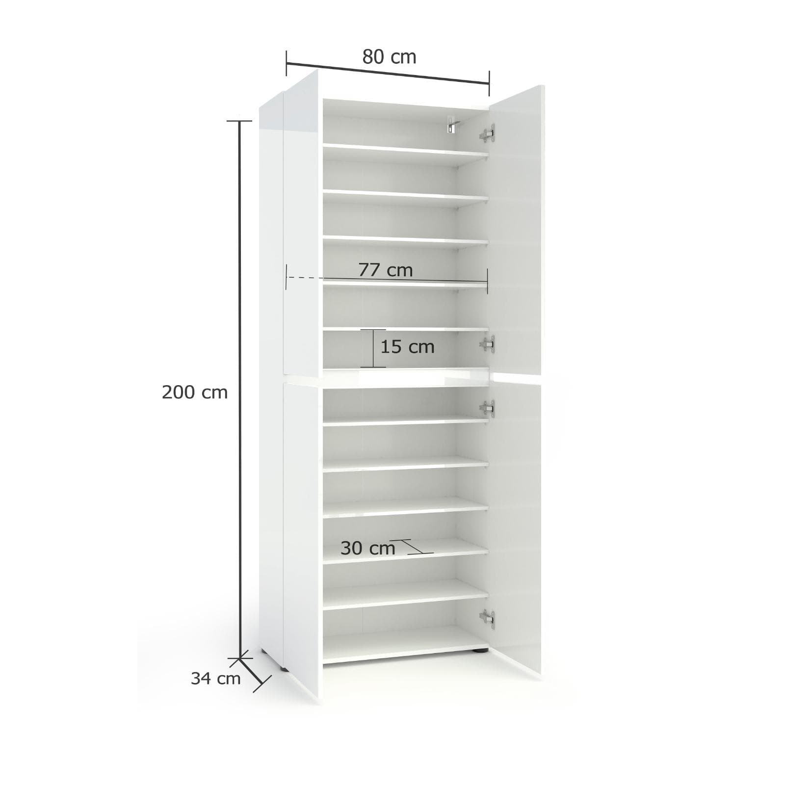 Scarpiera alta 80x200 h cm bianco lucido con 4 ante - Macie