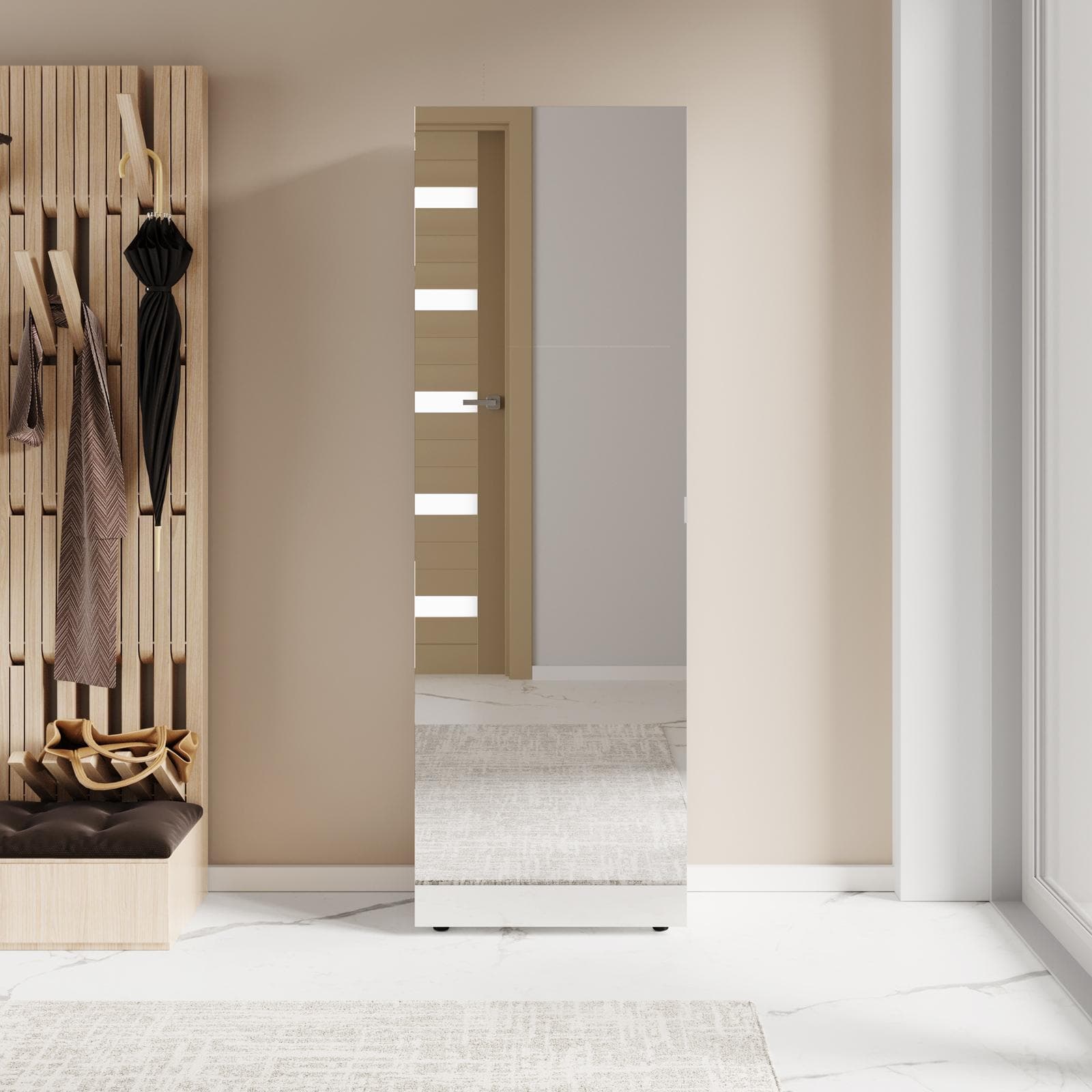 BOOS SCARPIERA L 52,5 X H 160 X P 25 CM 6 RIPIANI C/SPECCHIO BIANCO