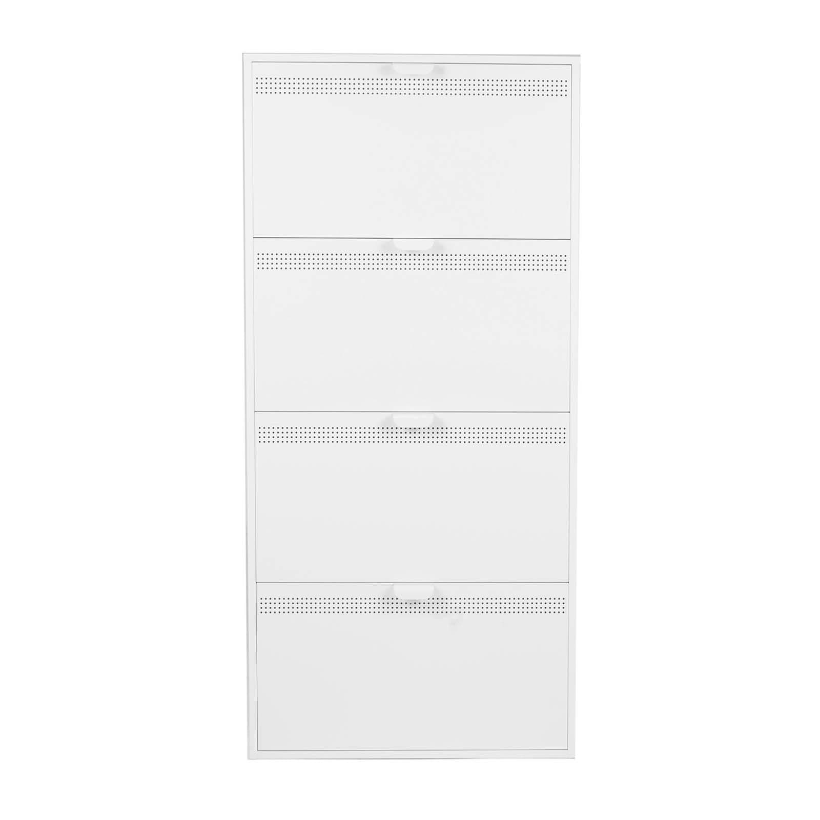 Scarpiera salvaspazio 66x137h cm in acciaio verniciato bianco con 4 vani a ribalta - Eclipse