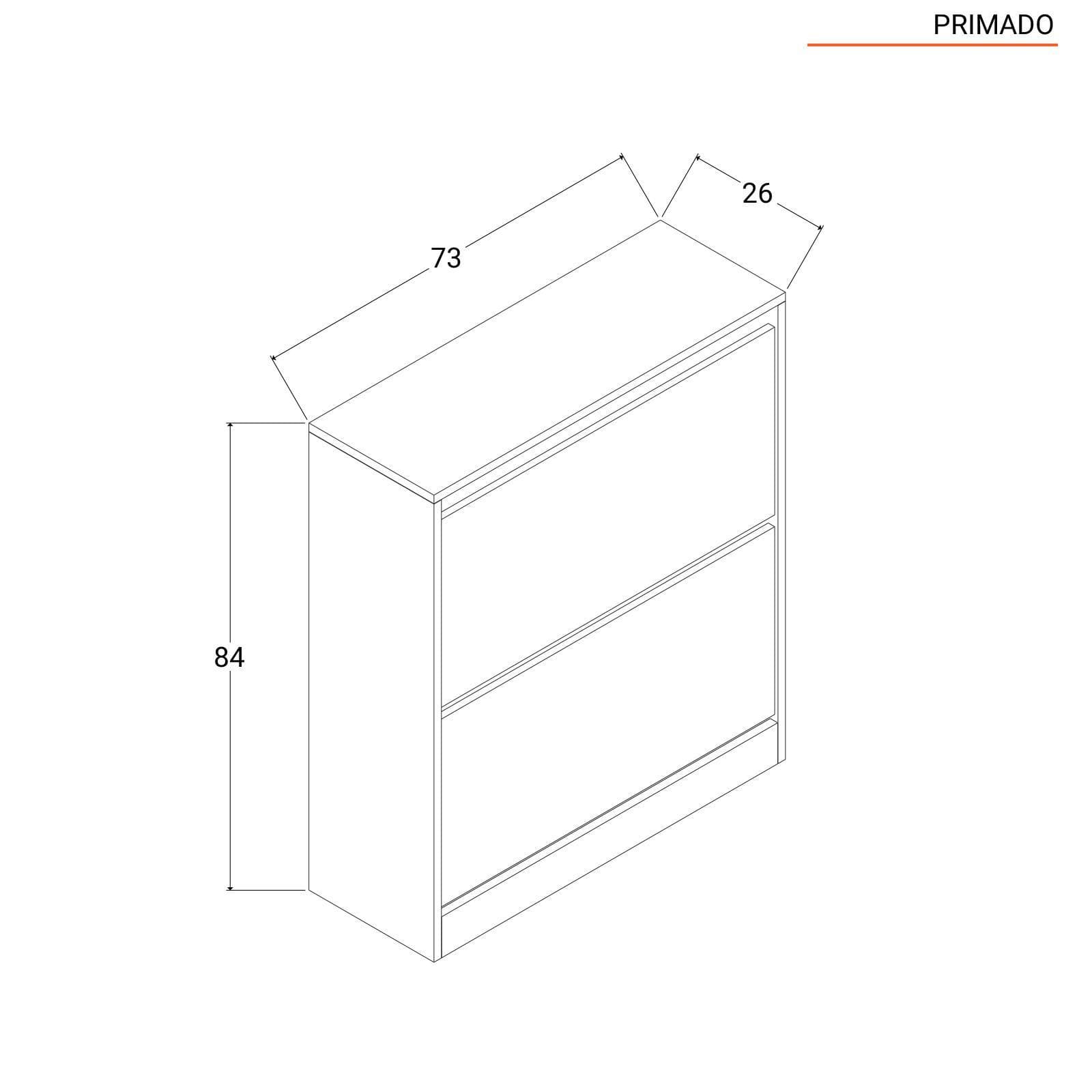Scarpiera 73x84h cm in legno bianca con 2 ante a ribalta - Primado