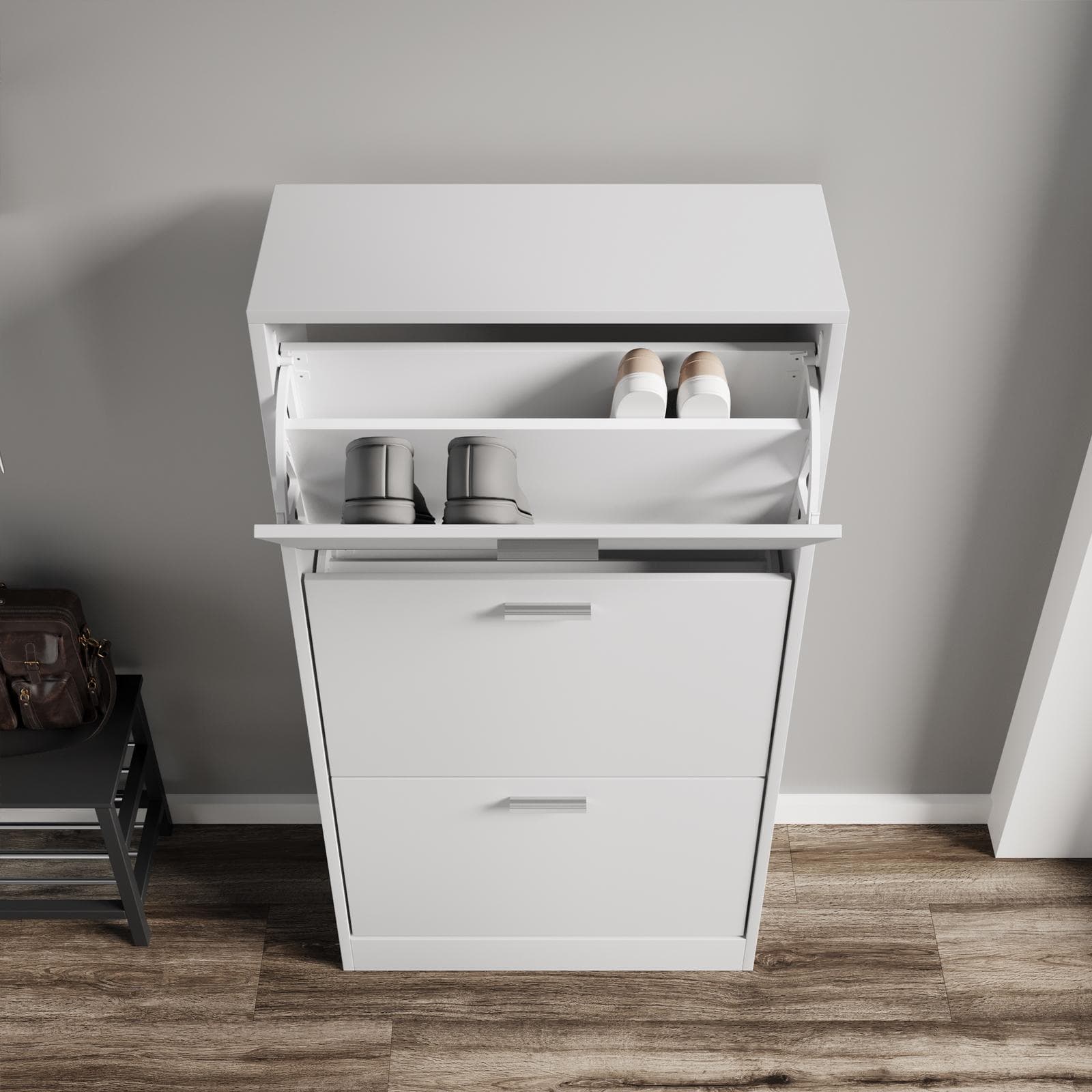 Scarpiera 60x117h cm bianco con 3 ante a ribalta - Sonic