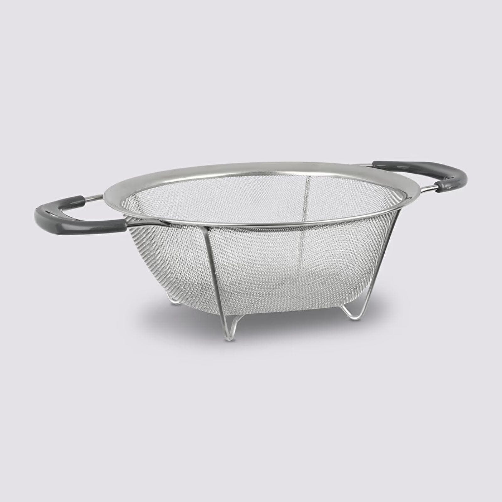 Scolapasta rotondo 22 cm in acciaio inox cromo con maniglie grigio