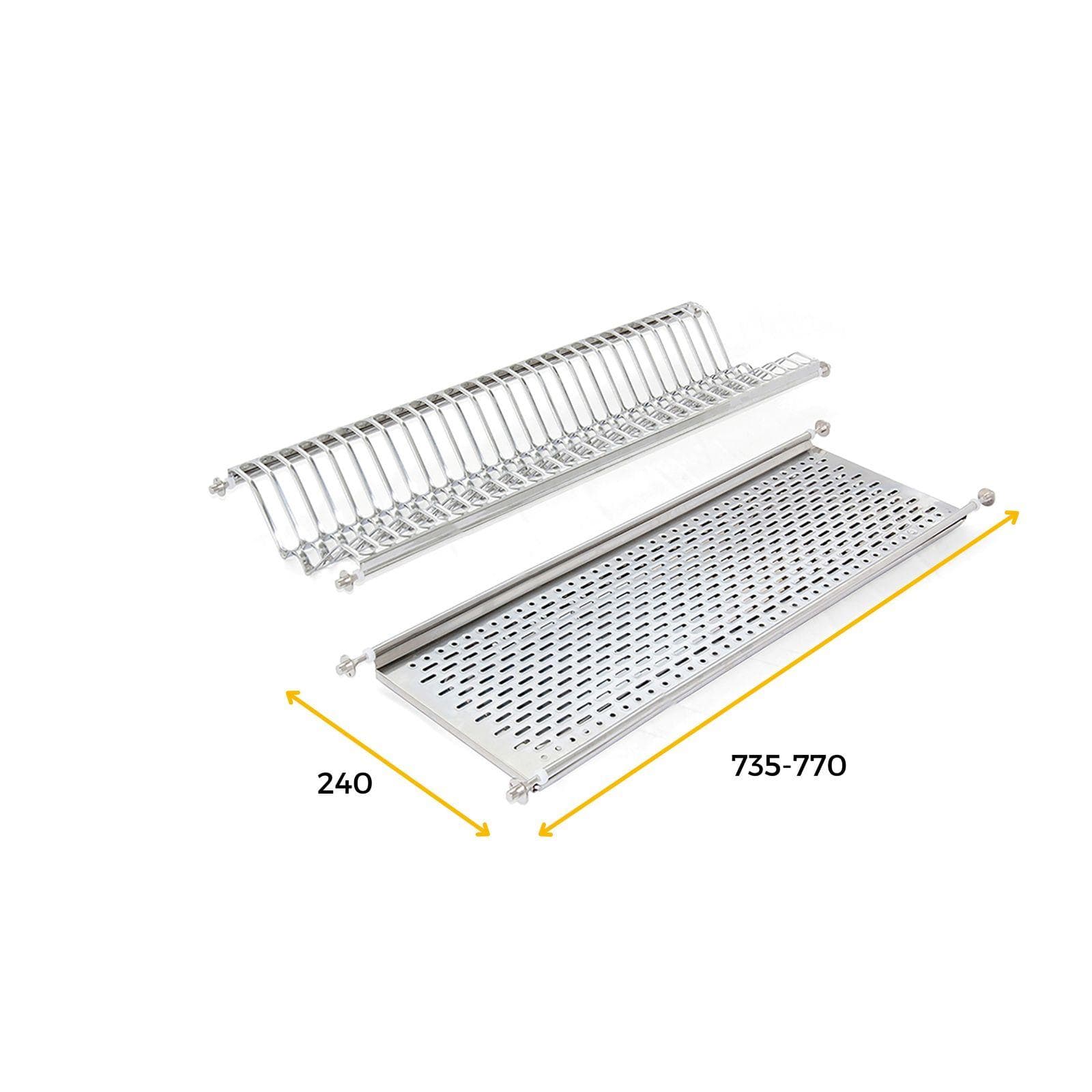 Scolapiatti in acciaio inossidabile con salvagocce per pensili da 80 cm - Slined