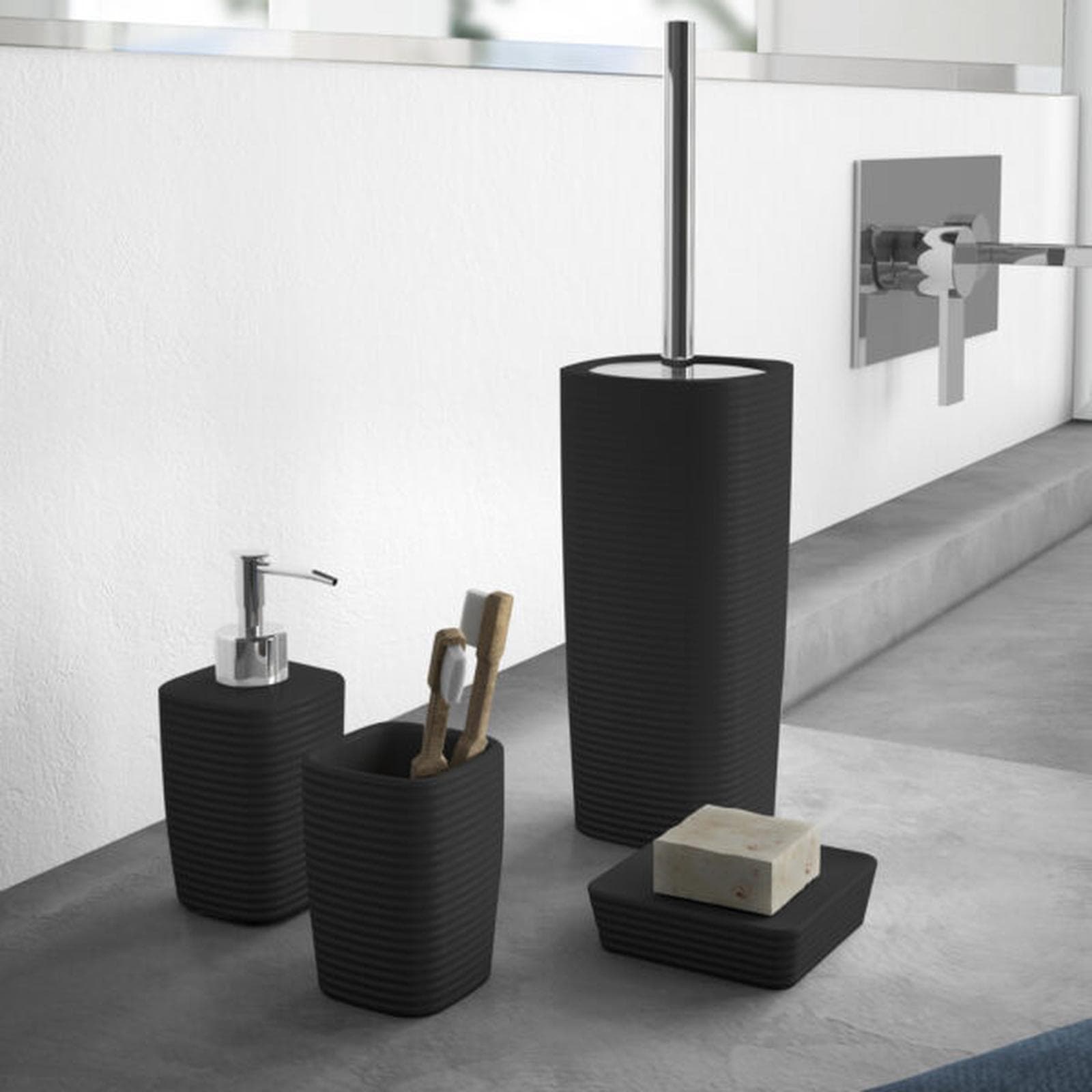 Portascopino da appoggio in ceramica nero - Kelly di Gedy
