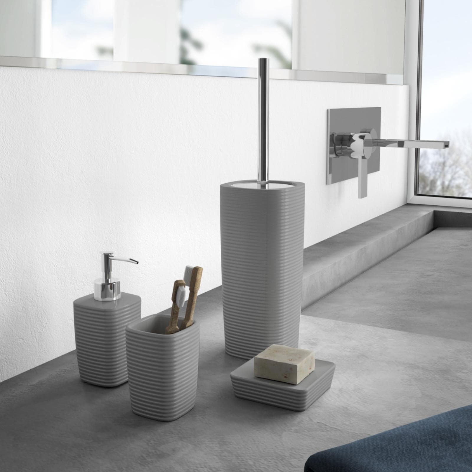 Portascopino da appoggio in ceramica grigio - Kelly di Gedy