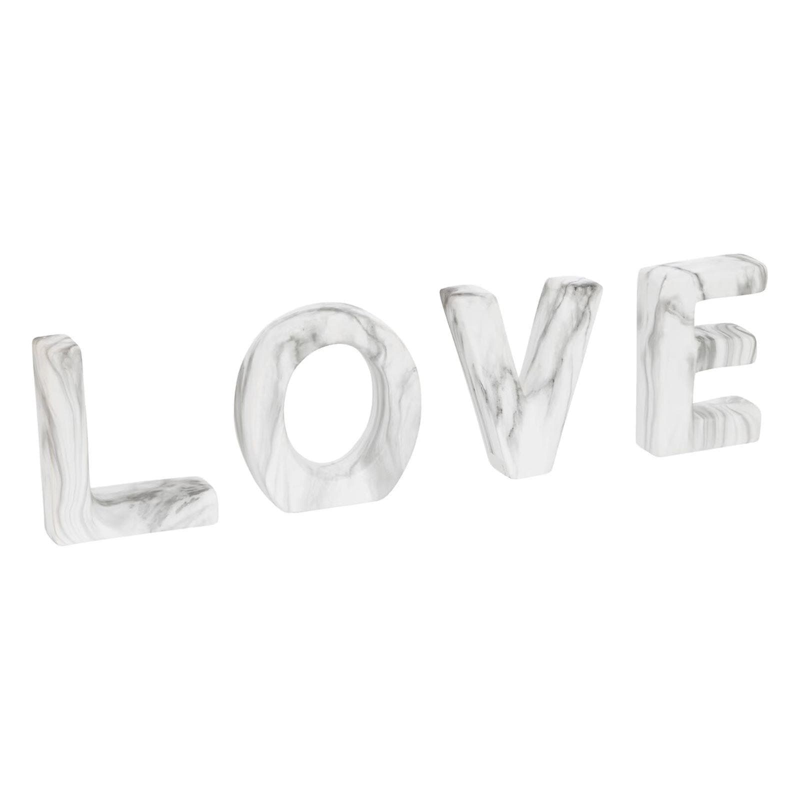Scritta decorativa 12h cm Love in ceramica effetto marmo