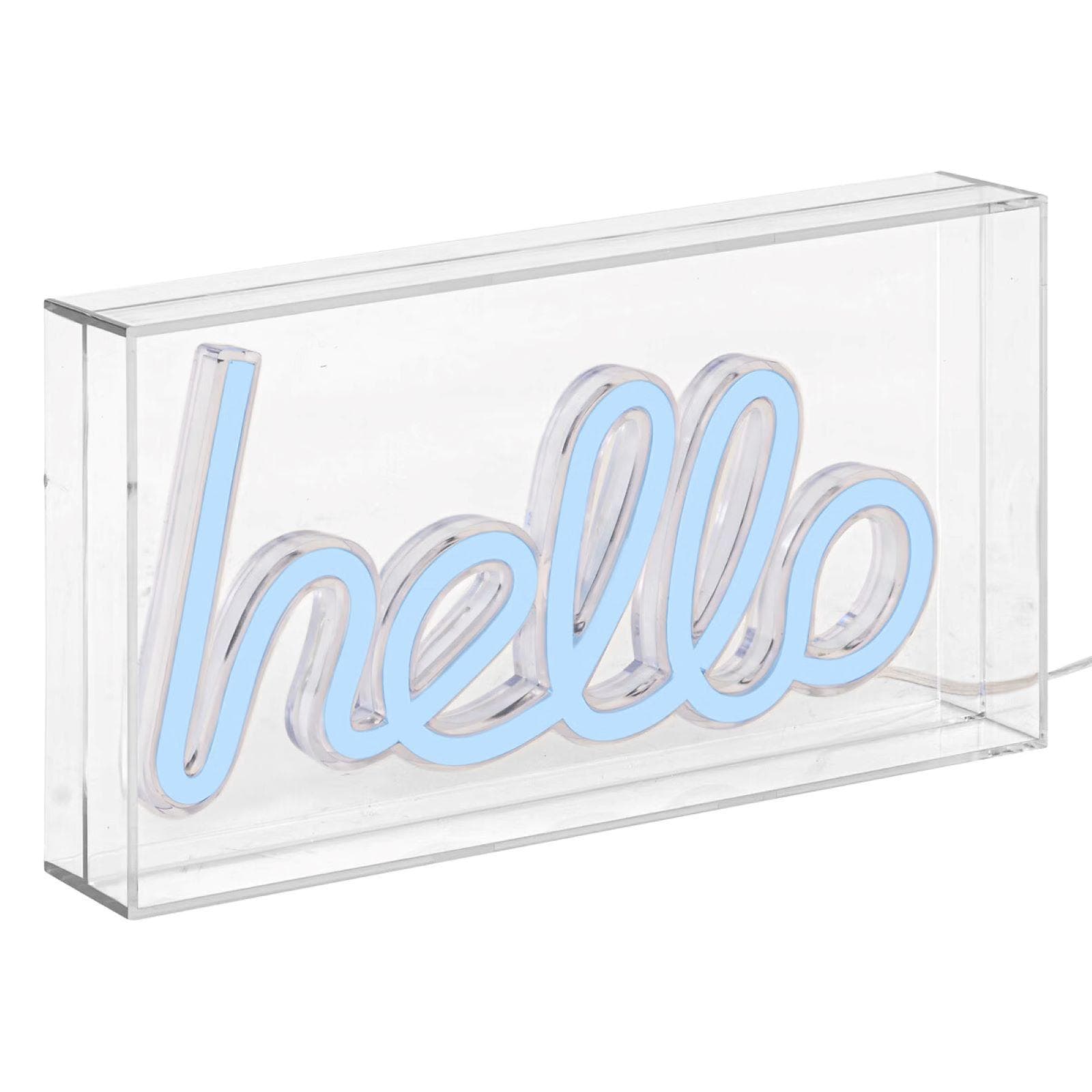 Scritta luminosa Hello 23x13h cm con led blu